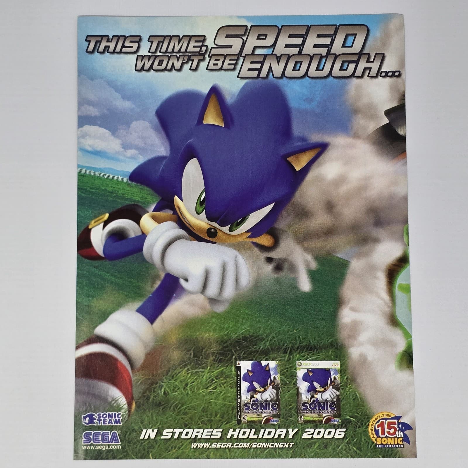 Sonic The Hedgehog PlayStation 3 PS3 Xbox 360 Speed Ad/Poster