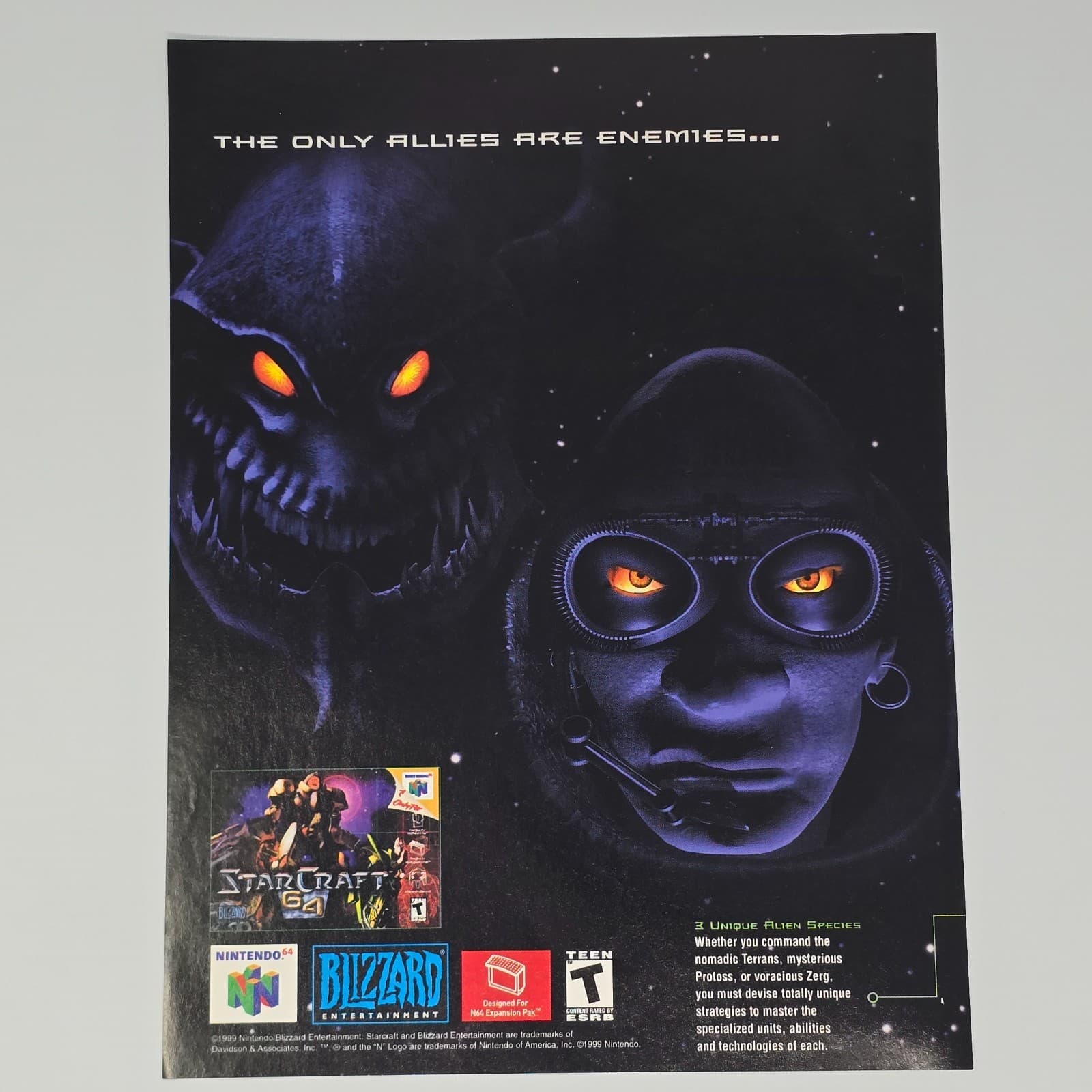 Star Craft 64 Nintendo 64 N64 Enemies Print Ad/Poster