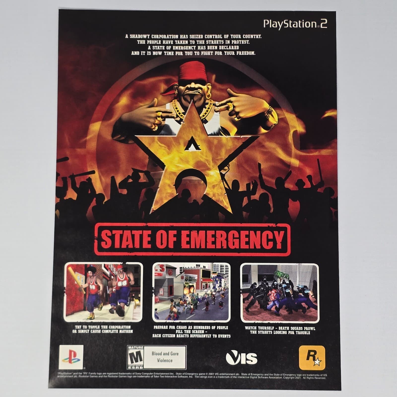 State Of Emergency PlayStation 2 PS2 Corporation Print Ad/Poster