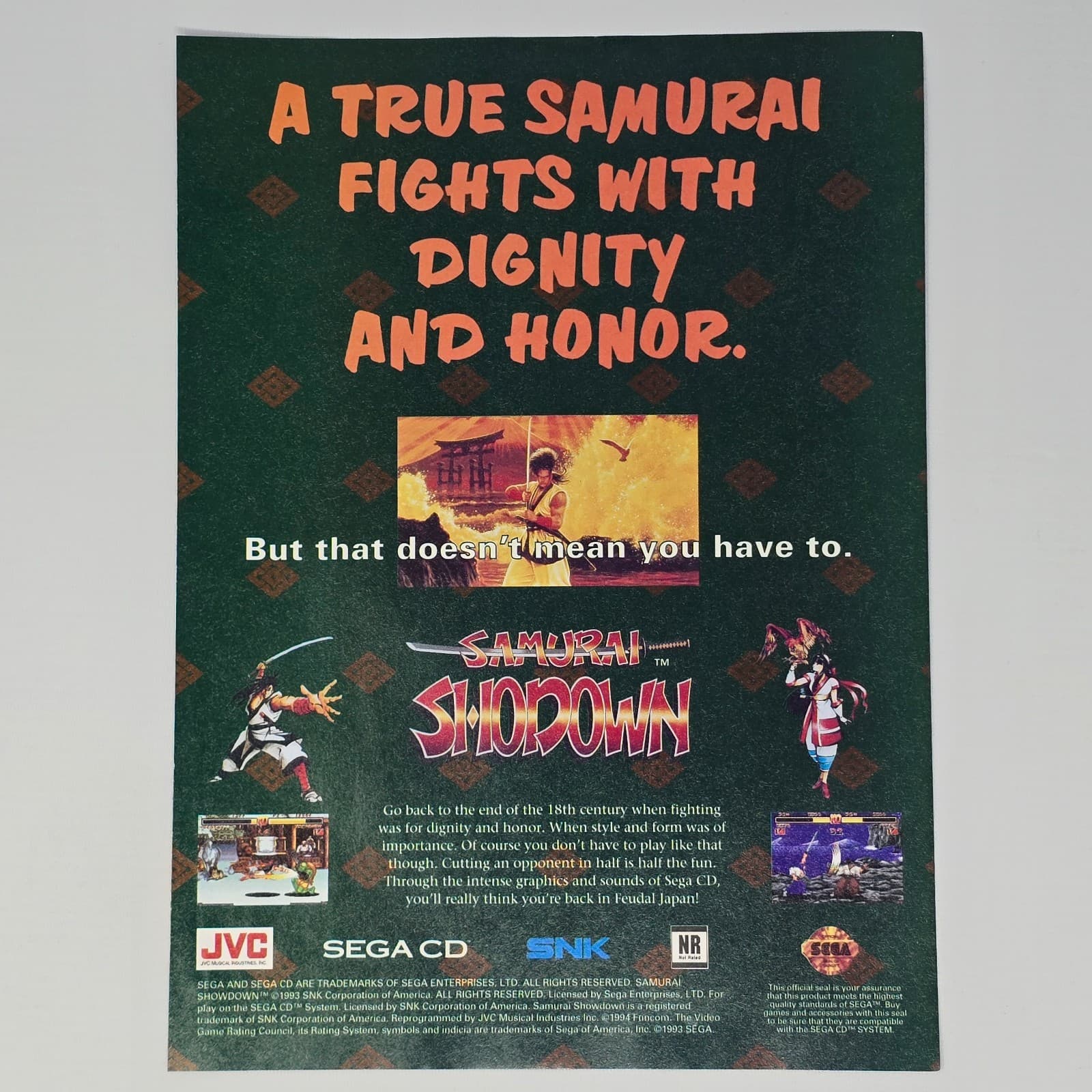 Samurai Showdown Sega CD A True Samurai Print Ad/Poster