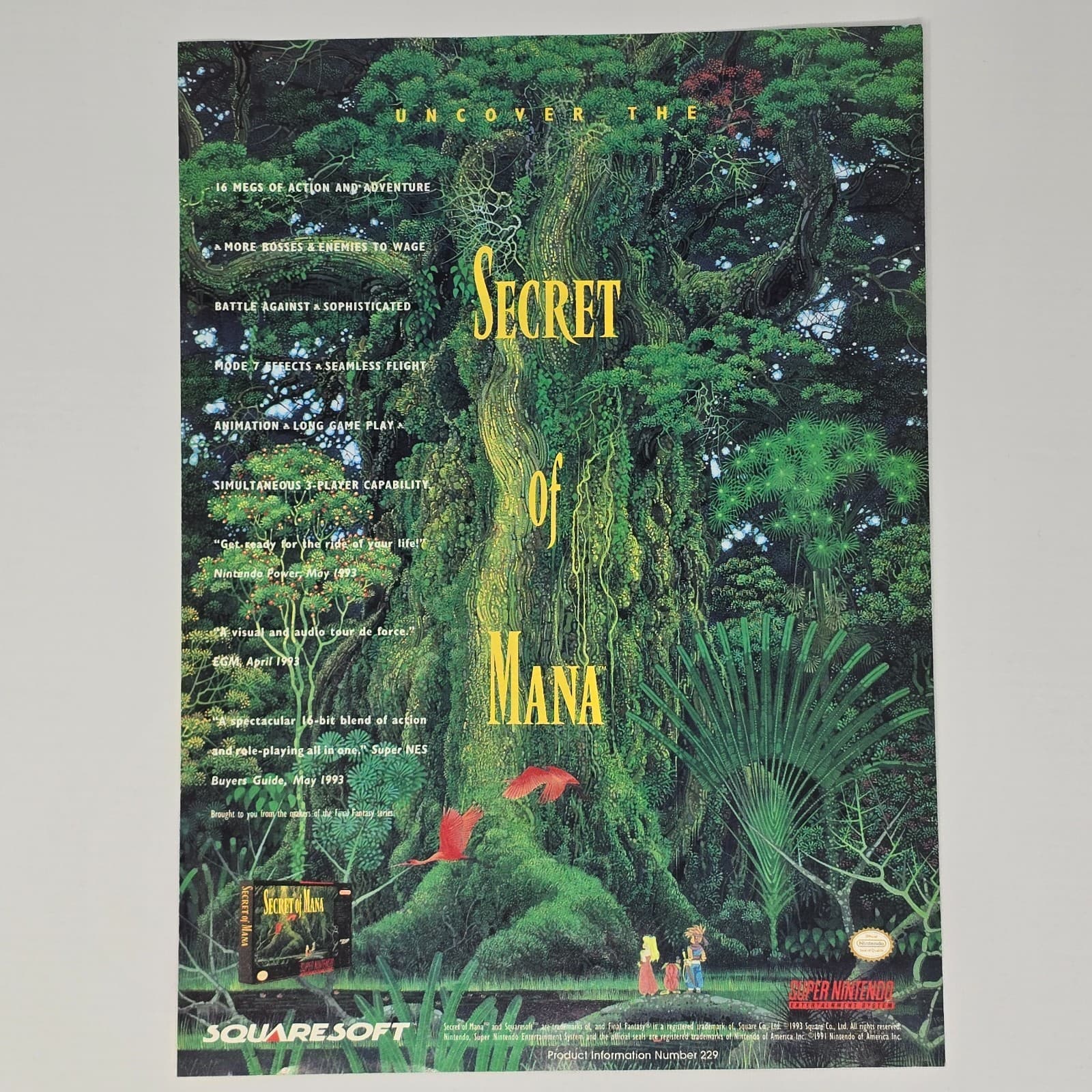 Secret Of Mana Super Nintendo SNES Uncover Print Ad/Poster