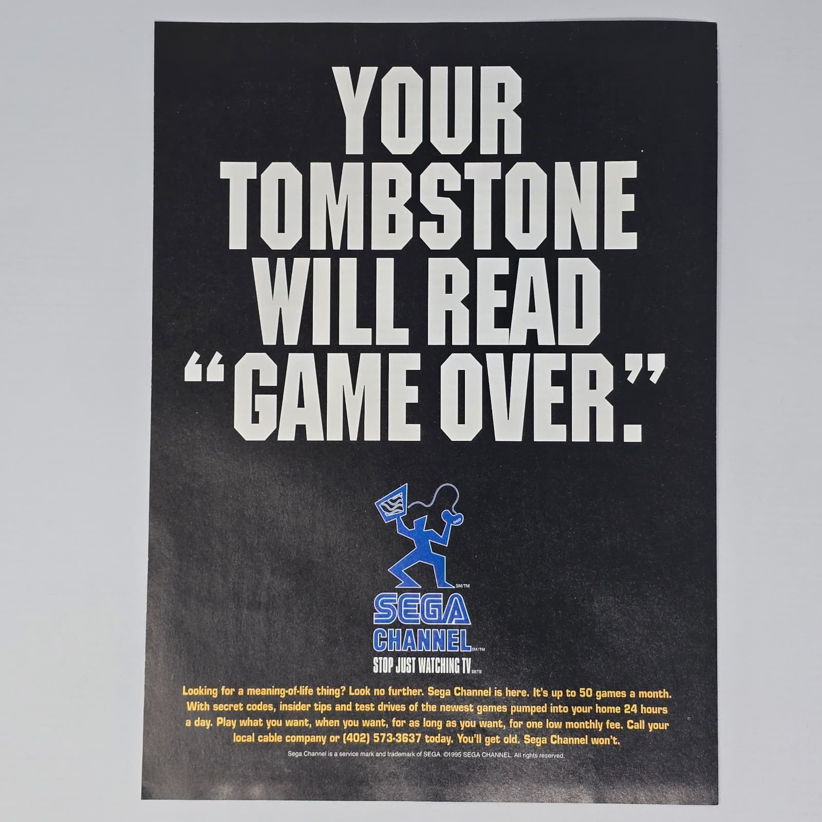 Sega Channel Sega Genesis Your Tombstone Print Ad/Poster