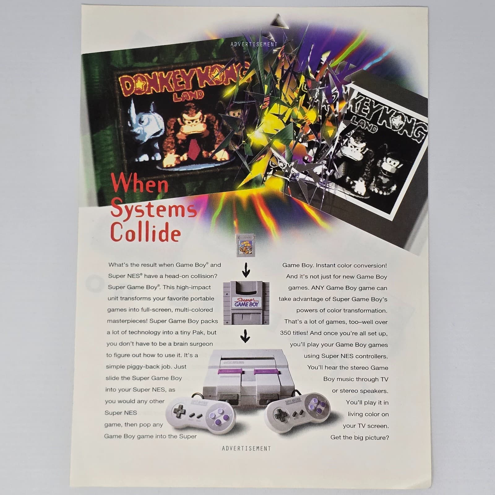 Super Game Boy Console What's The Result Print Ad/Poster