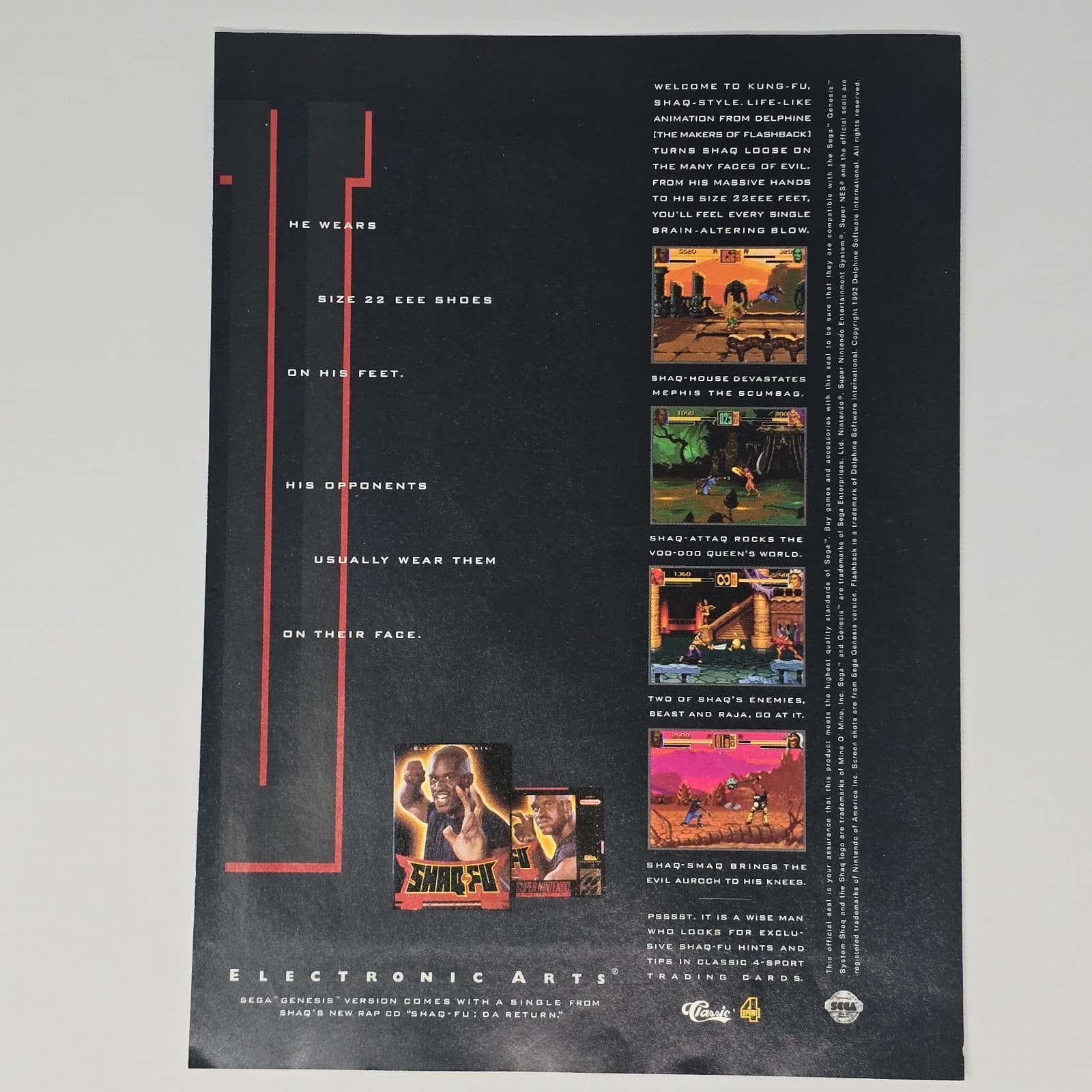 Shaq FU Sega Genesis Size 22 EEE Shoes Print Ad/Poster