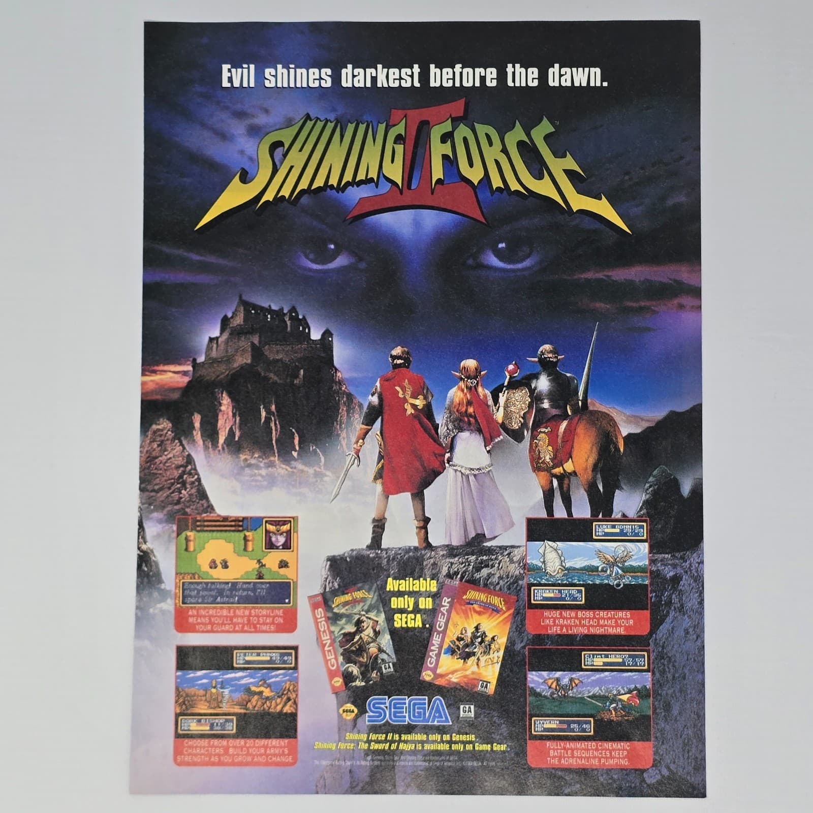 Shining Force 2 Sega Genesis Sega Game Gear Evil Shines Darkest Print Ad/Poster