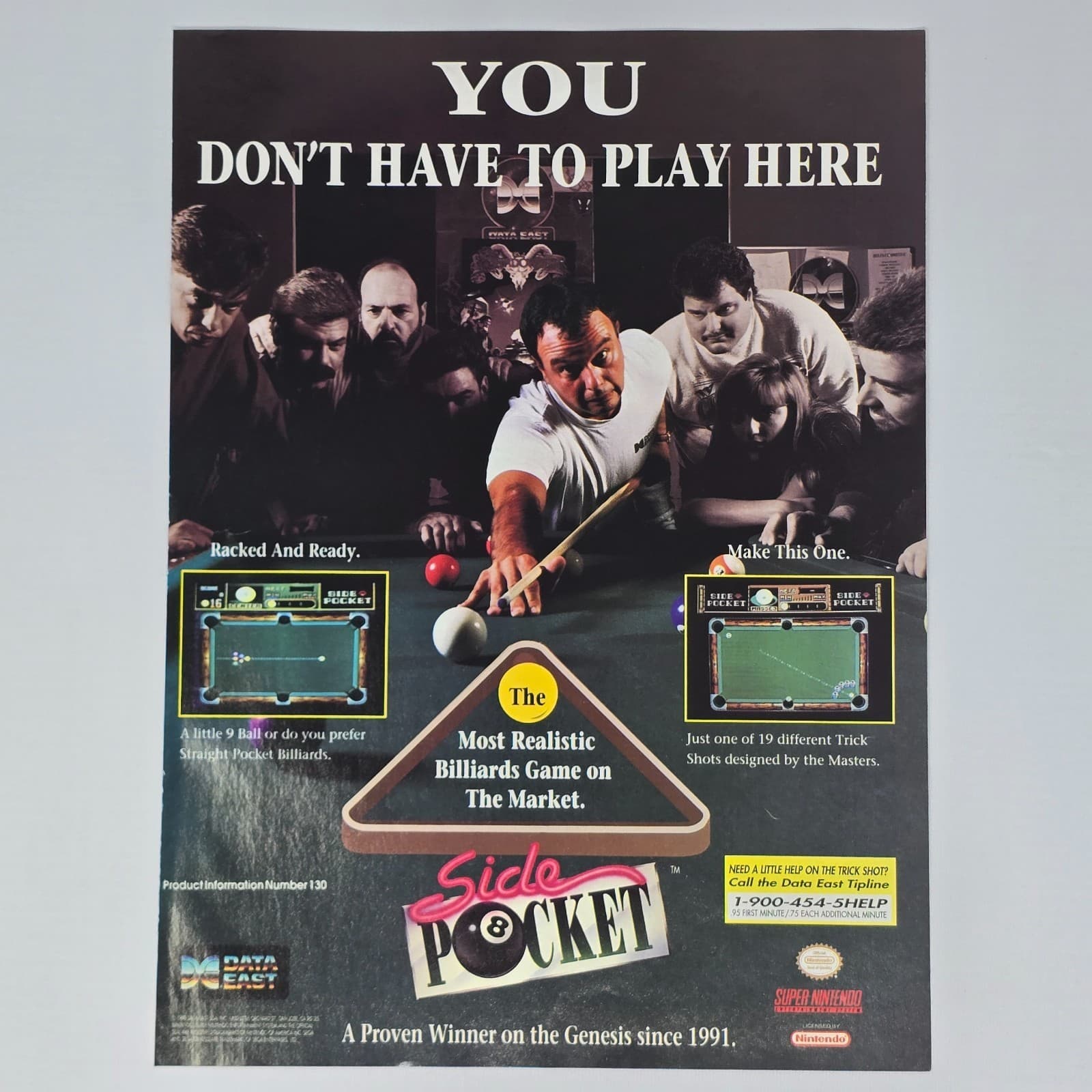 Side Pocket Sega Genesis Super Nintendo SNES Play Here Print Ad/Poster
