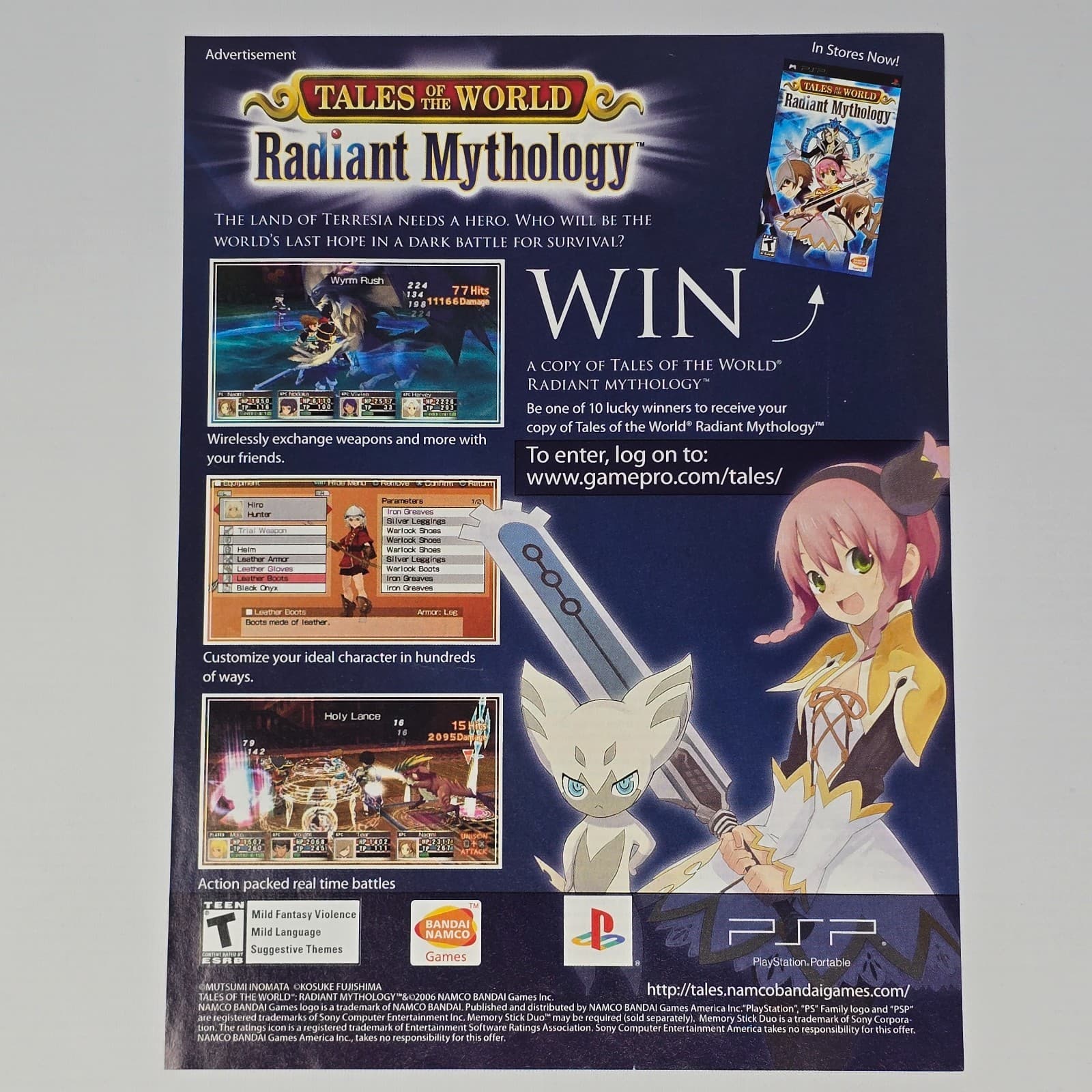 Tales Of The World Radiant Mythology PSP Survival Print Ad/Poster
