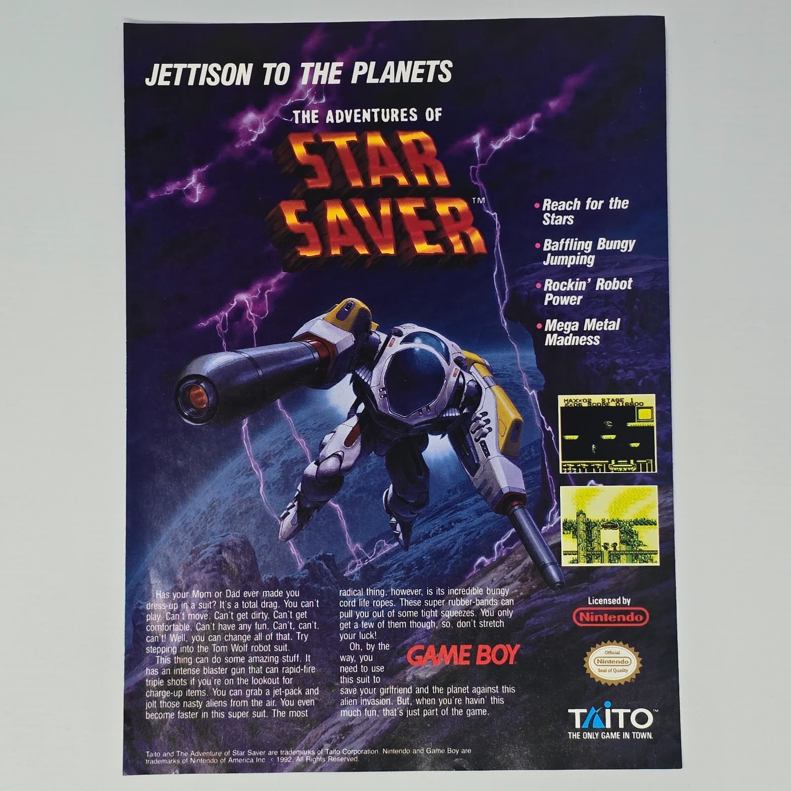 Star Saver Nintendo Game Boy Jettison To The Planets Print Ad/Poster