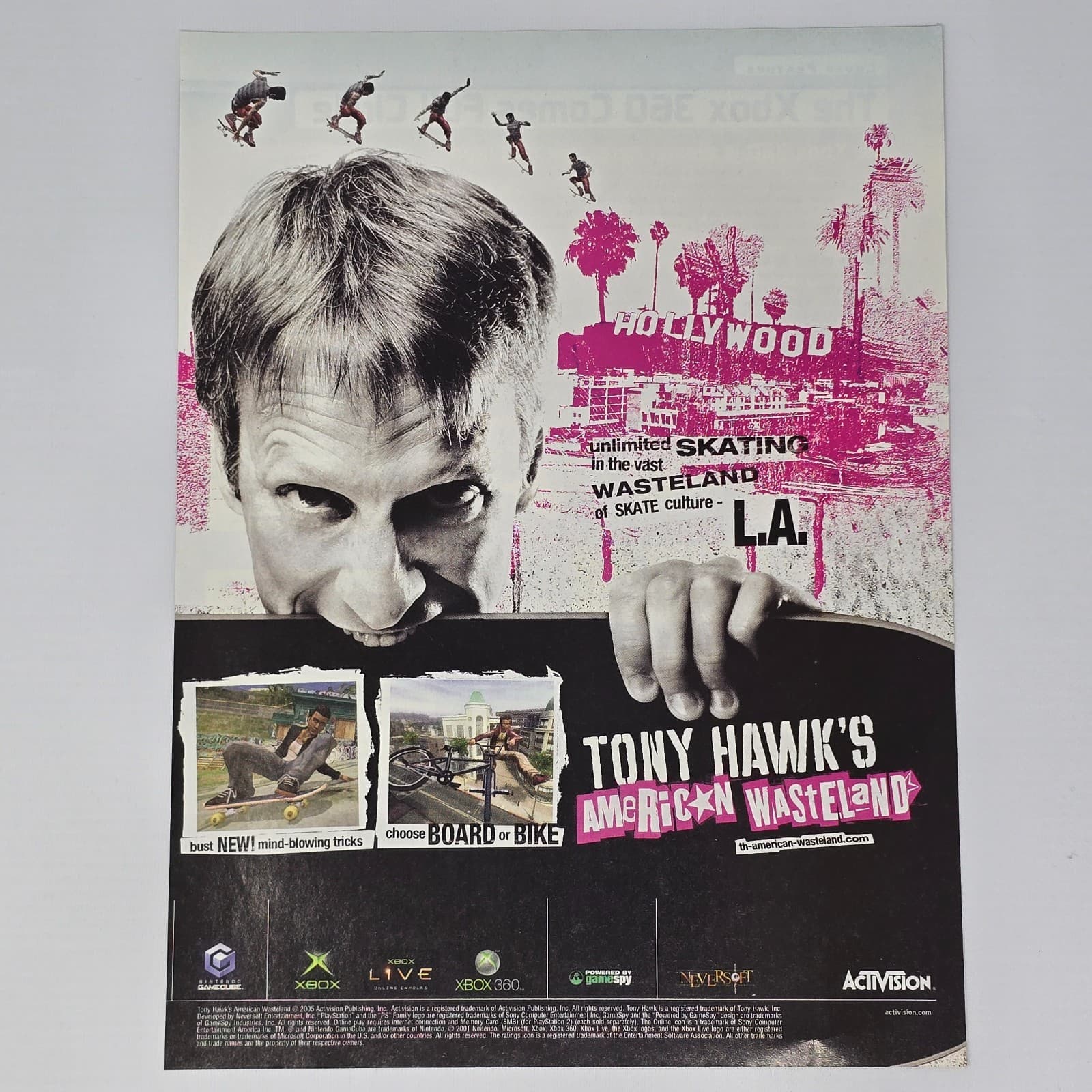 Tony Hawk's American Wasteland Xbox 360 GameCube Skating Print Ad/Poster