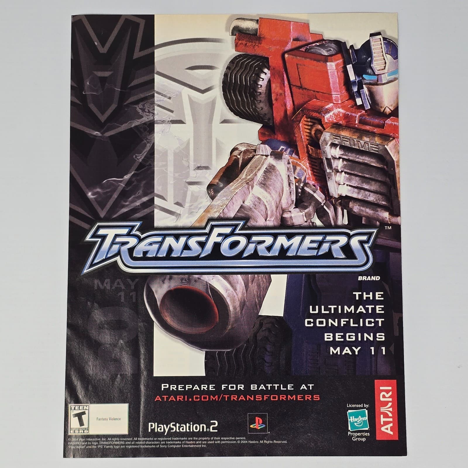 Transformers PlayStation 2 PS2 The Ultimate Conflict Print Ad/Poster