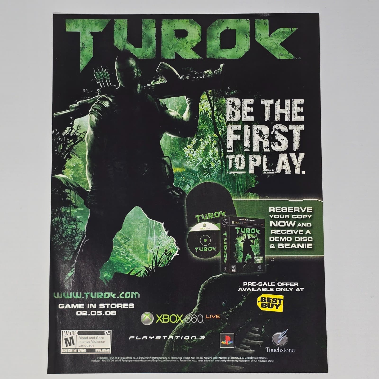 Turok PlayStation 3 PS3 Xbox 360 First To Play Print Ad/Poster
