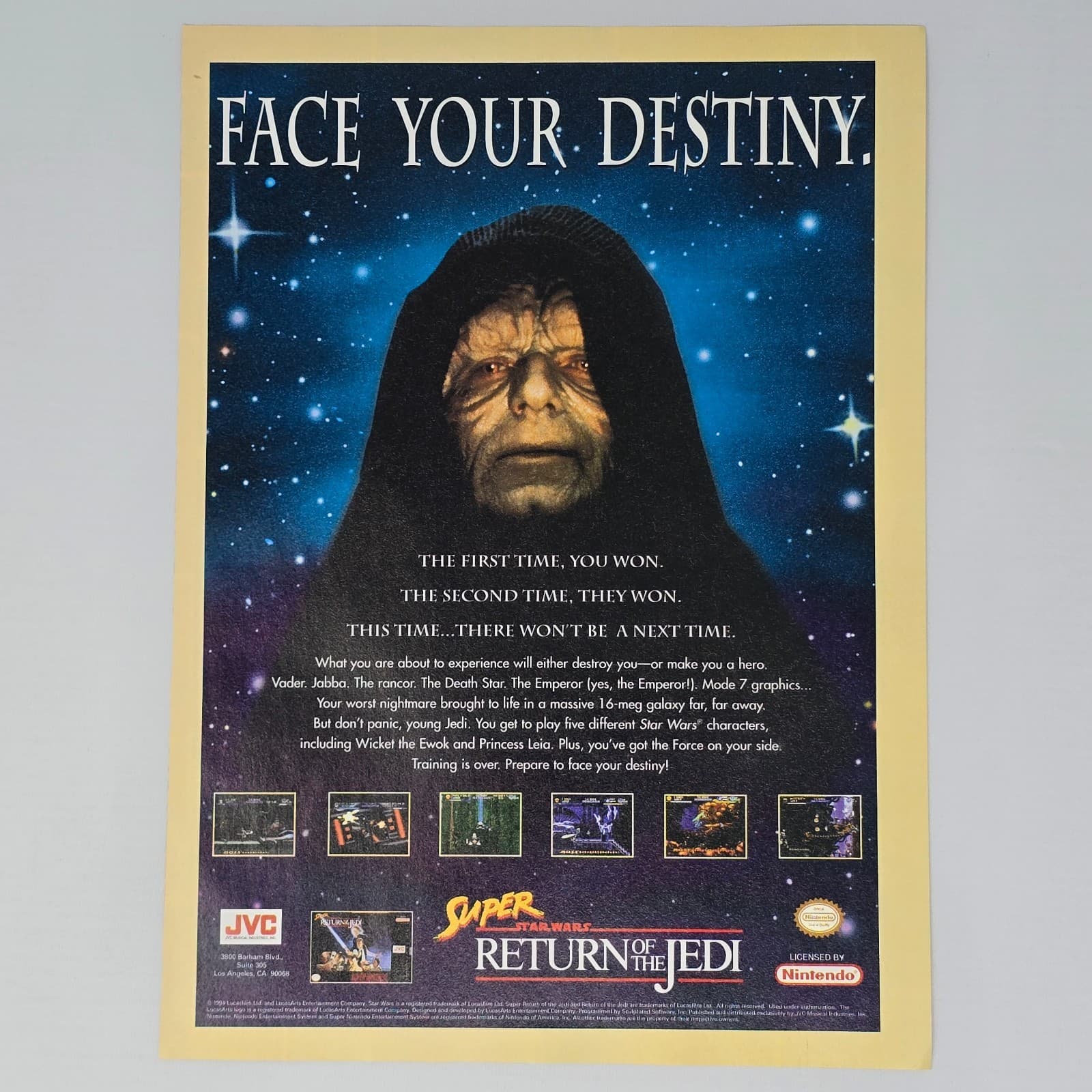 Super Star Wars Return Of The Jedi Super Nintendo SNES Destiny Print Ad/Poster