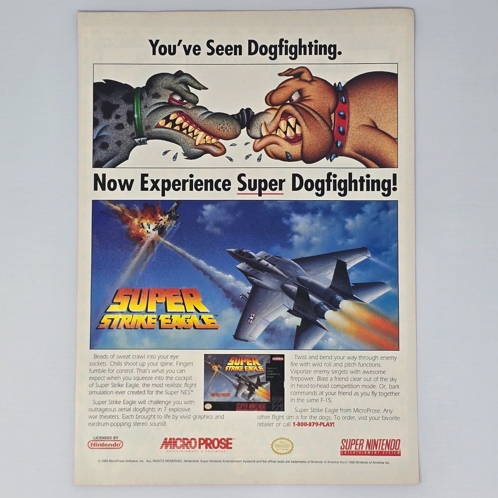 Super Strike Eagle Super Nintendo SNES Dogfighting Print Ad/Poster