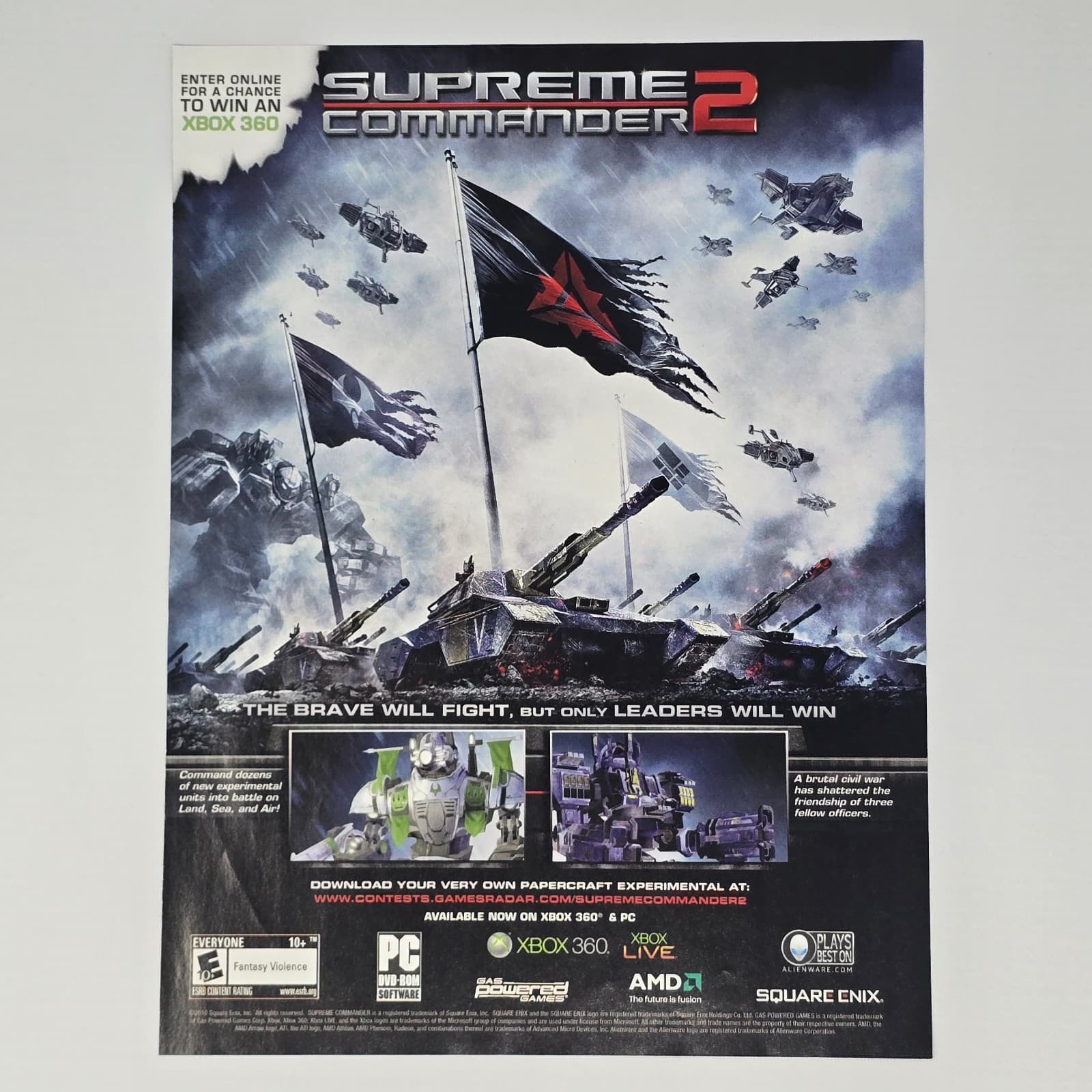 Supreme Commander 2 Xbox 360 PC The Brave Will Fight Print Ad/Poster