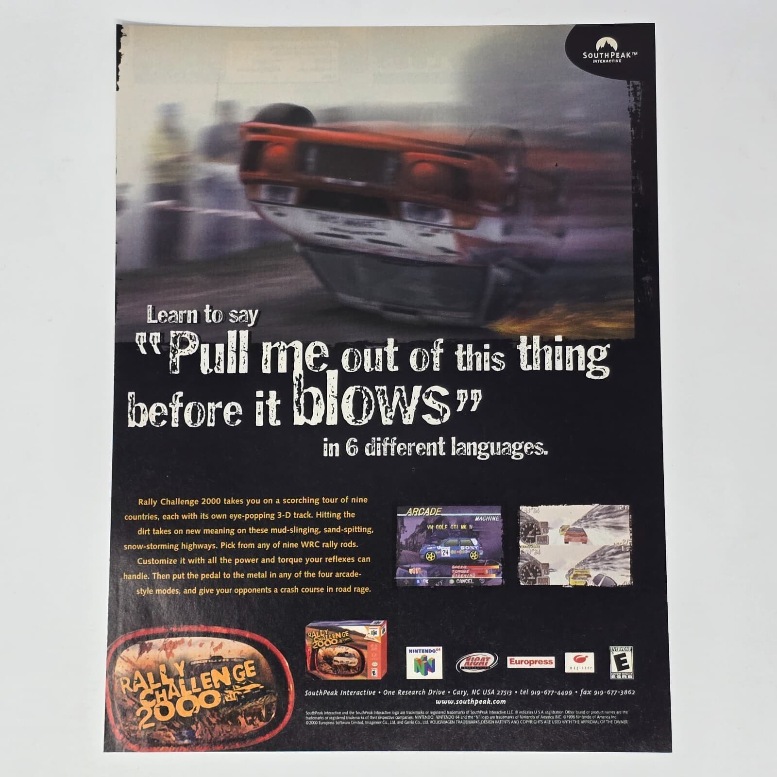 Rally Challenge 2000 Nintendo 64 N64 Pull Me Out Print Ad/Poster Promo Art