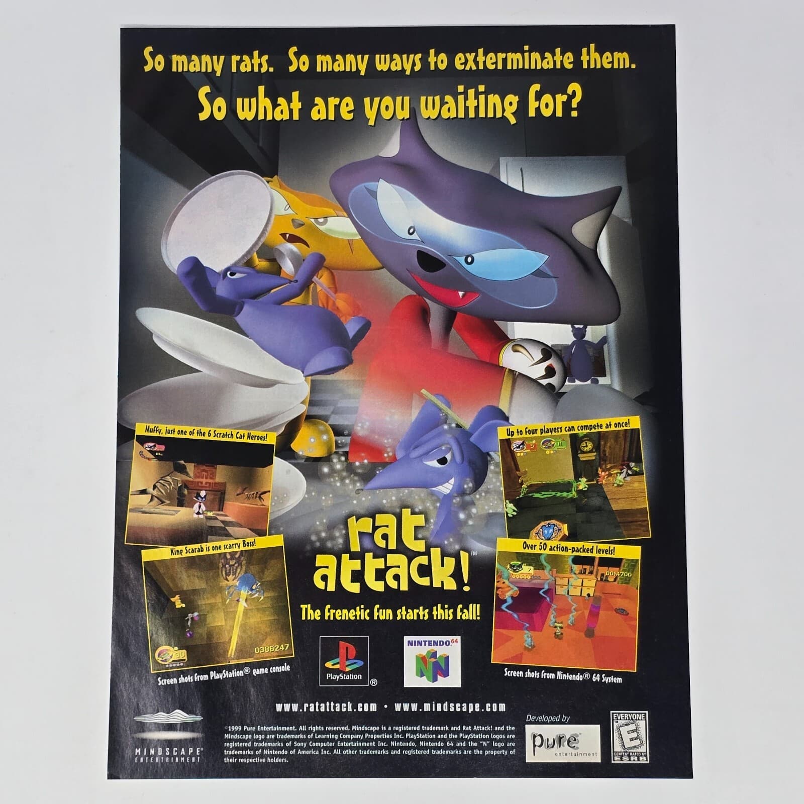 Rat Attack Sony PlayStation 1 PS1 Nintendo 64 N64 Print Ad/Poster Promo Art