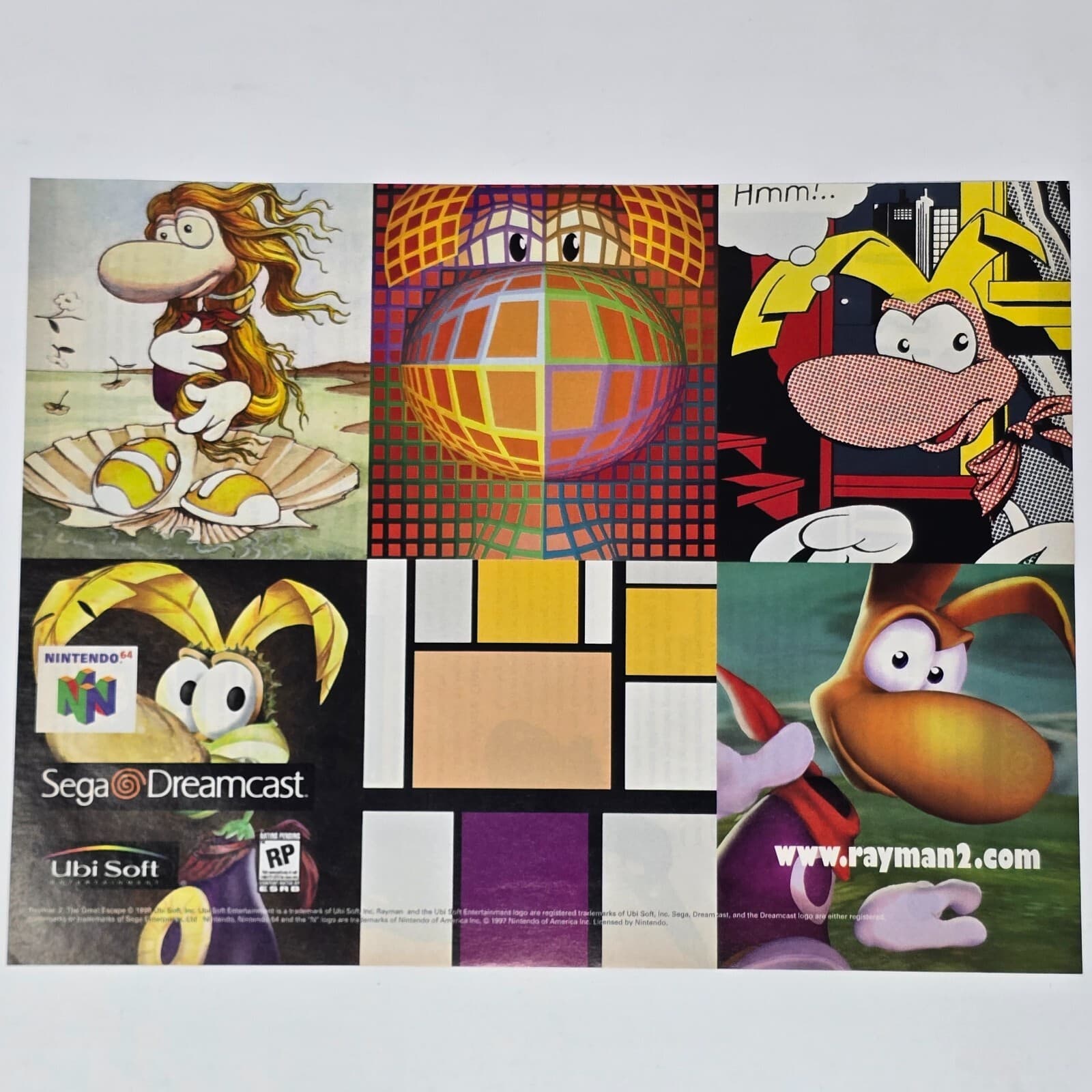 Rayman 2 Sega Dreamcast Nintendo 64 N64 PC Grid Print Ad/Poster Promo Art