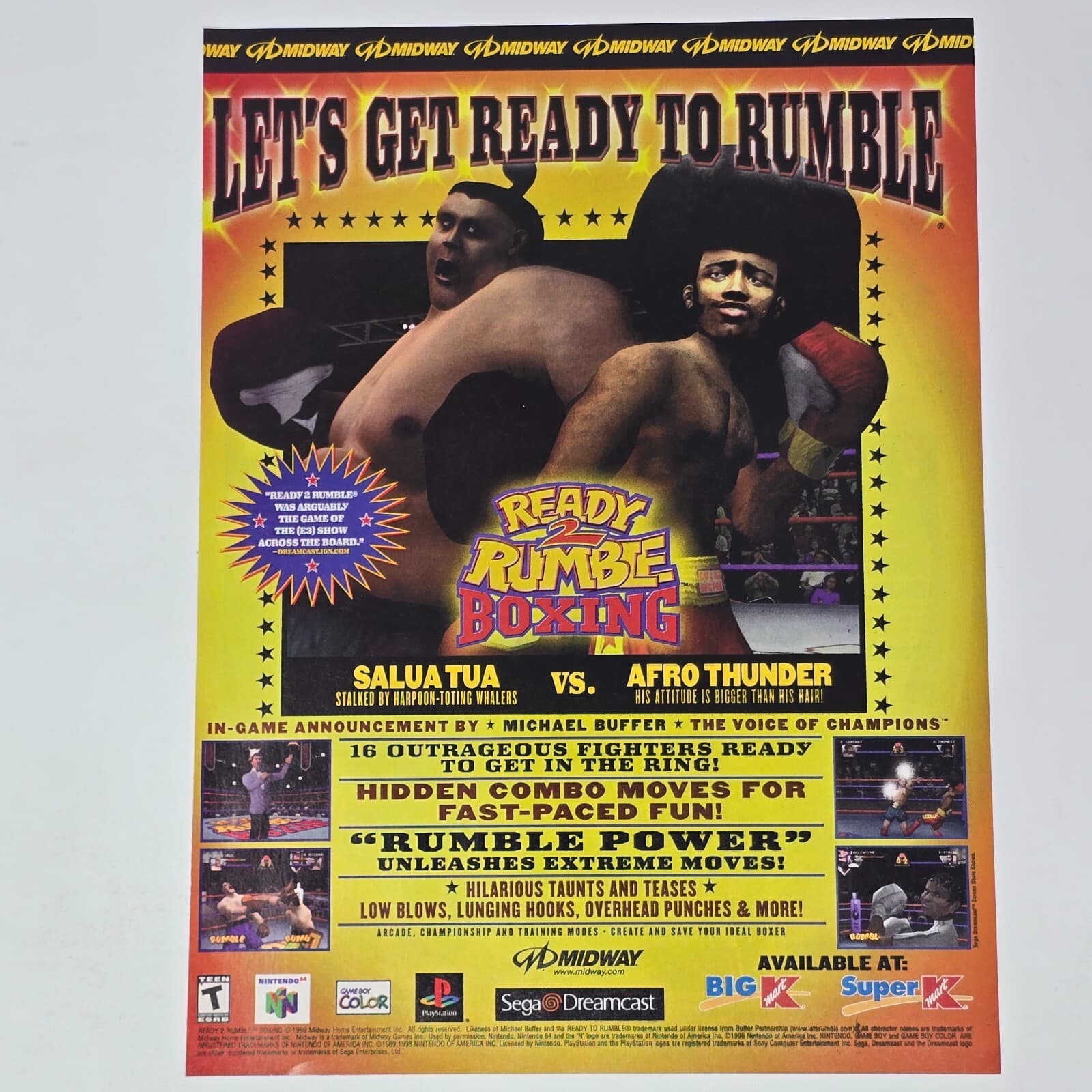 Ready 2 Rumble Boxing Dreamcast N64 PS1 GameBoy Color Print Ad/Poster Promo Art