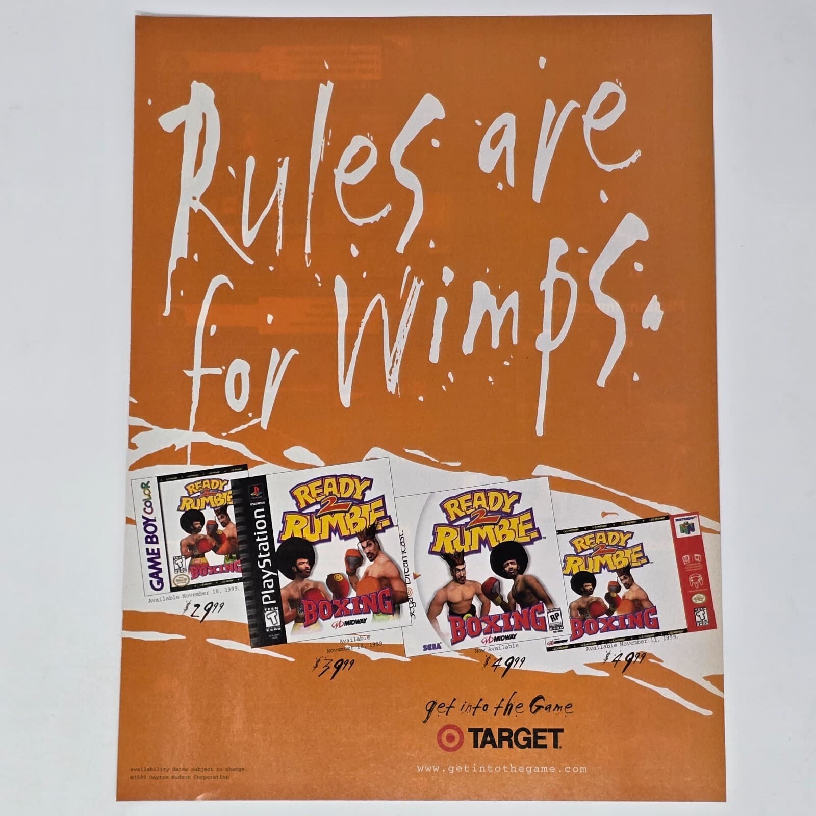 Ready 2 Rumble Boxing Dreamcast N64 PS1 GameBoy Wimps Print Ad/Poster Promo Art