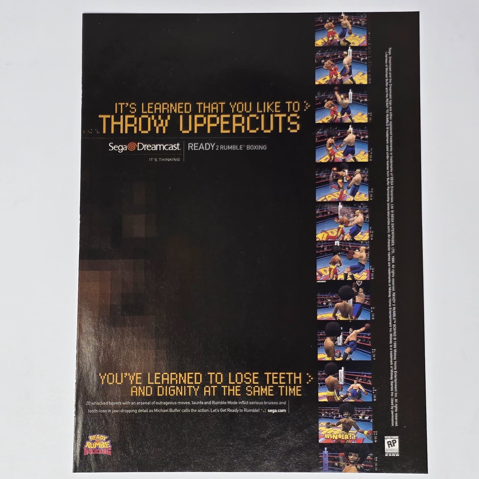 Ready 2 Rumble Boxing Sega Dreamcast Uppercuts Print Ad/Poster Promo Art