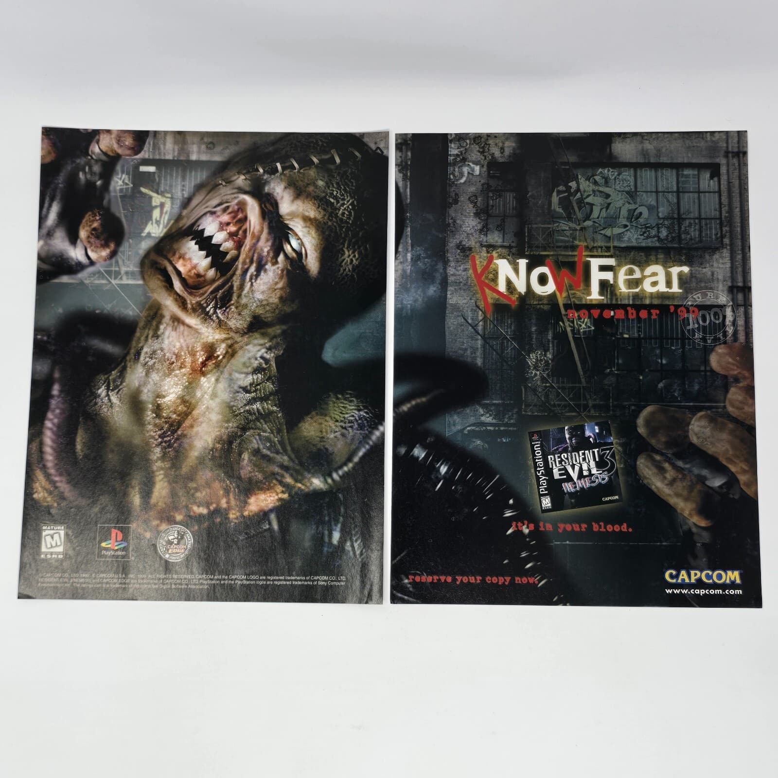 Resident Evil 3 Nemesis PlayStation 1 PS1 Know Fear Print Ad/Poster Promo Art