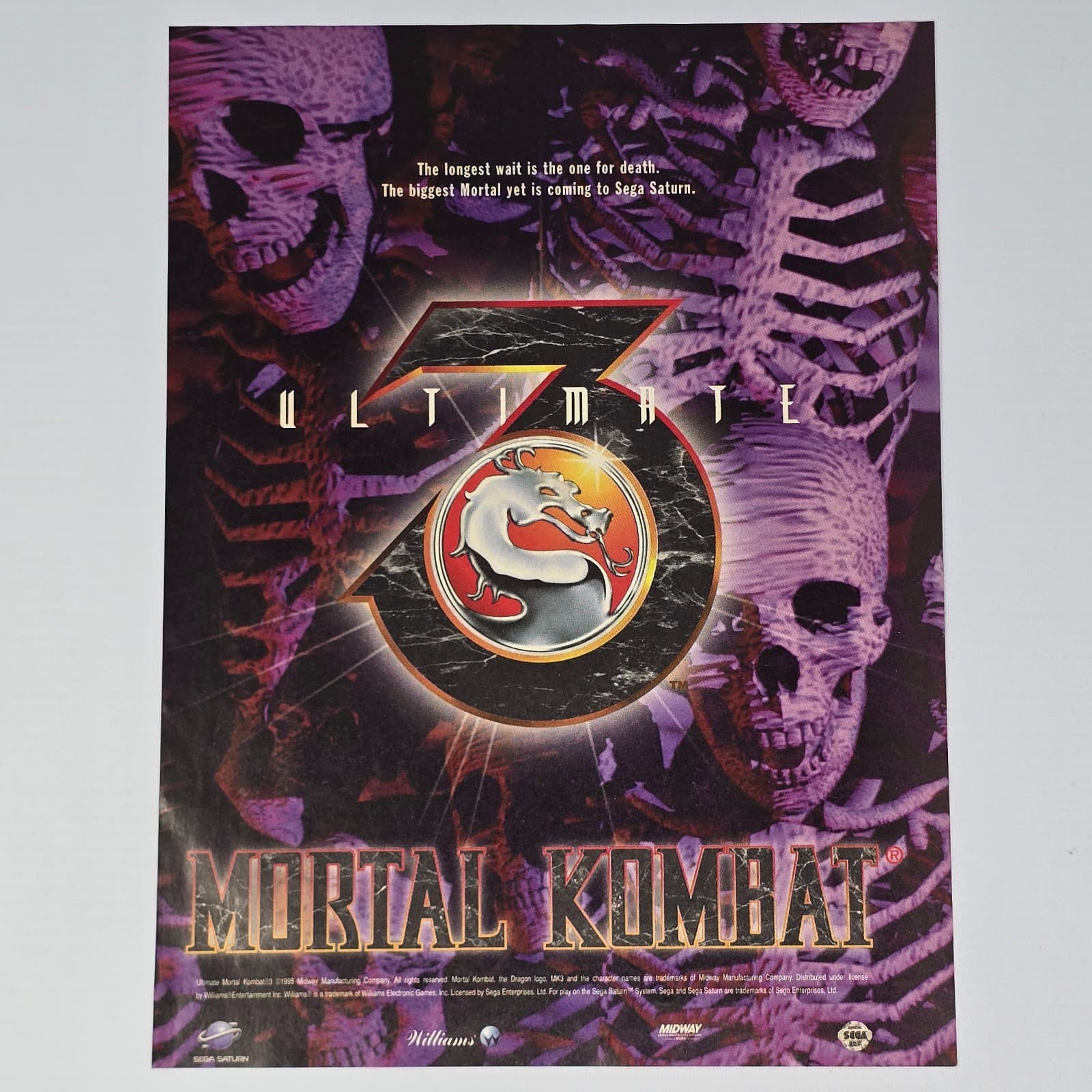Ultimate Mortal Kombat 3 Sega Saturn Death Print Ad/Poster
