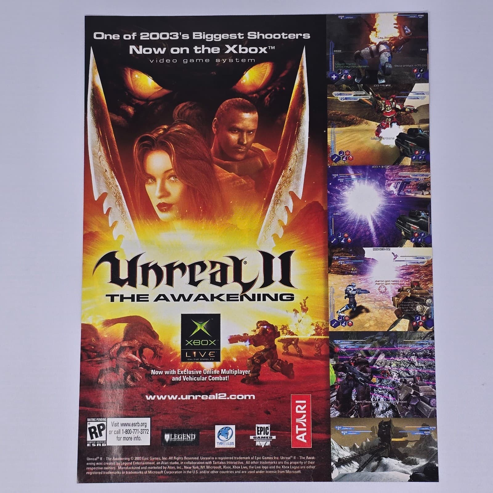 Unreal II 2 The Awakening Microsoft Xbox Shooters Print Ad/Poster