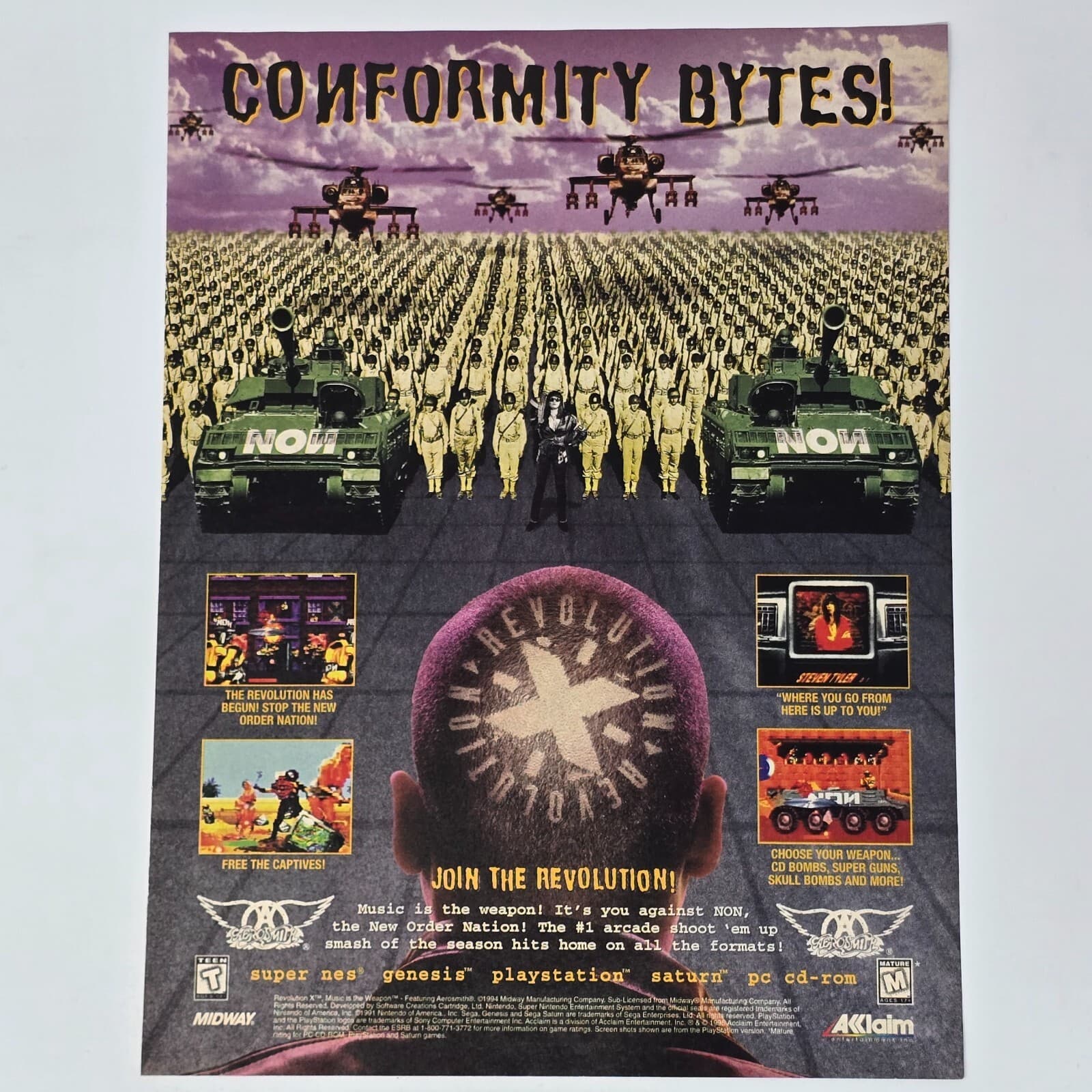 Revolution X Aerosmith SNES Genesis PS1 Saturn PC Print Ad/Poster Promo Art