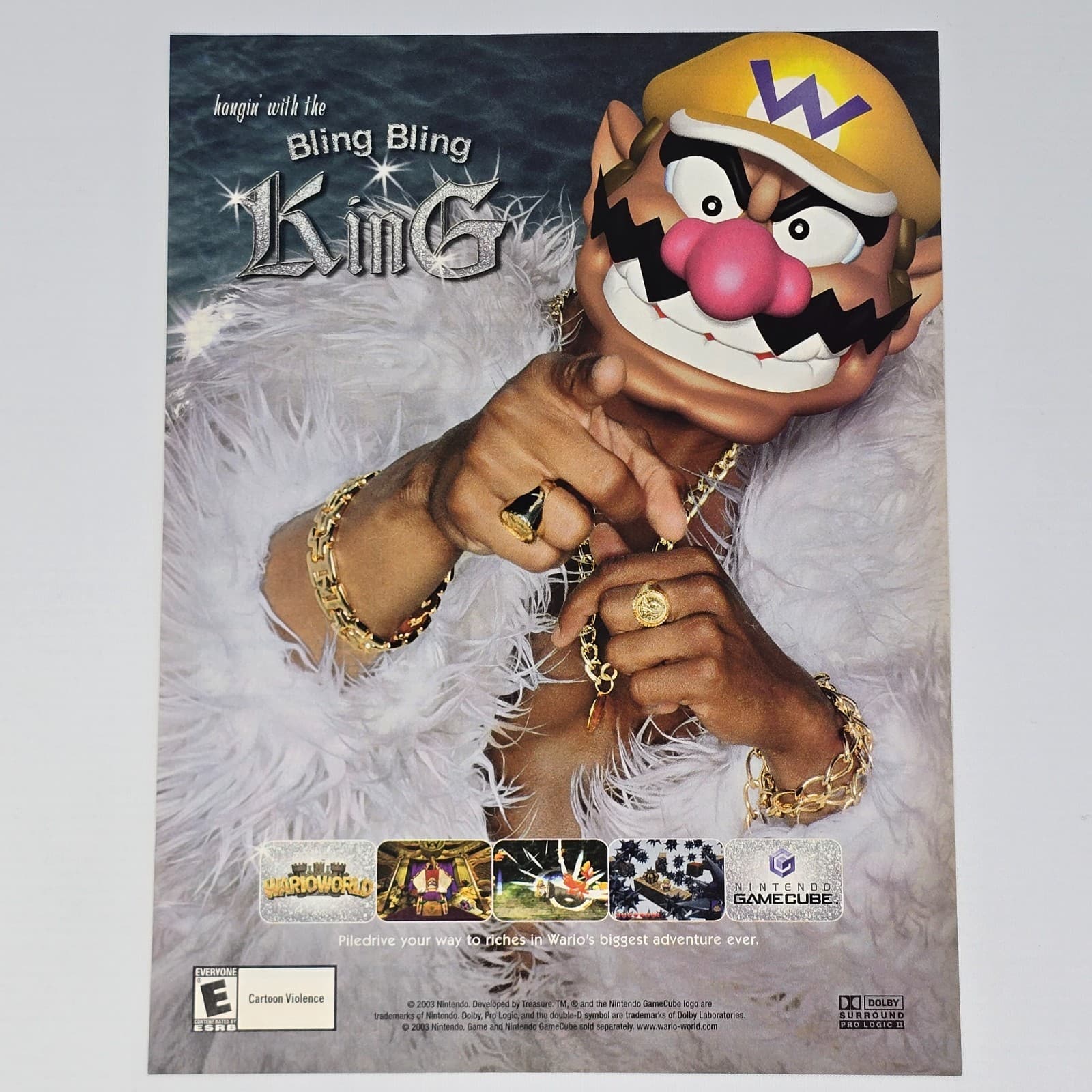 Warioworld Nintendo GameCube Piledrive Print Ad/Poster