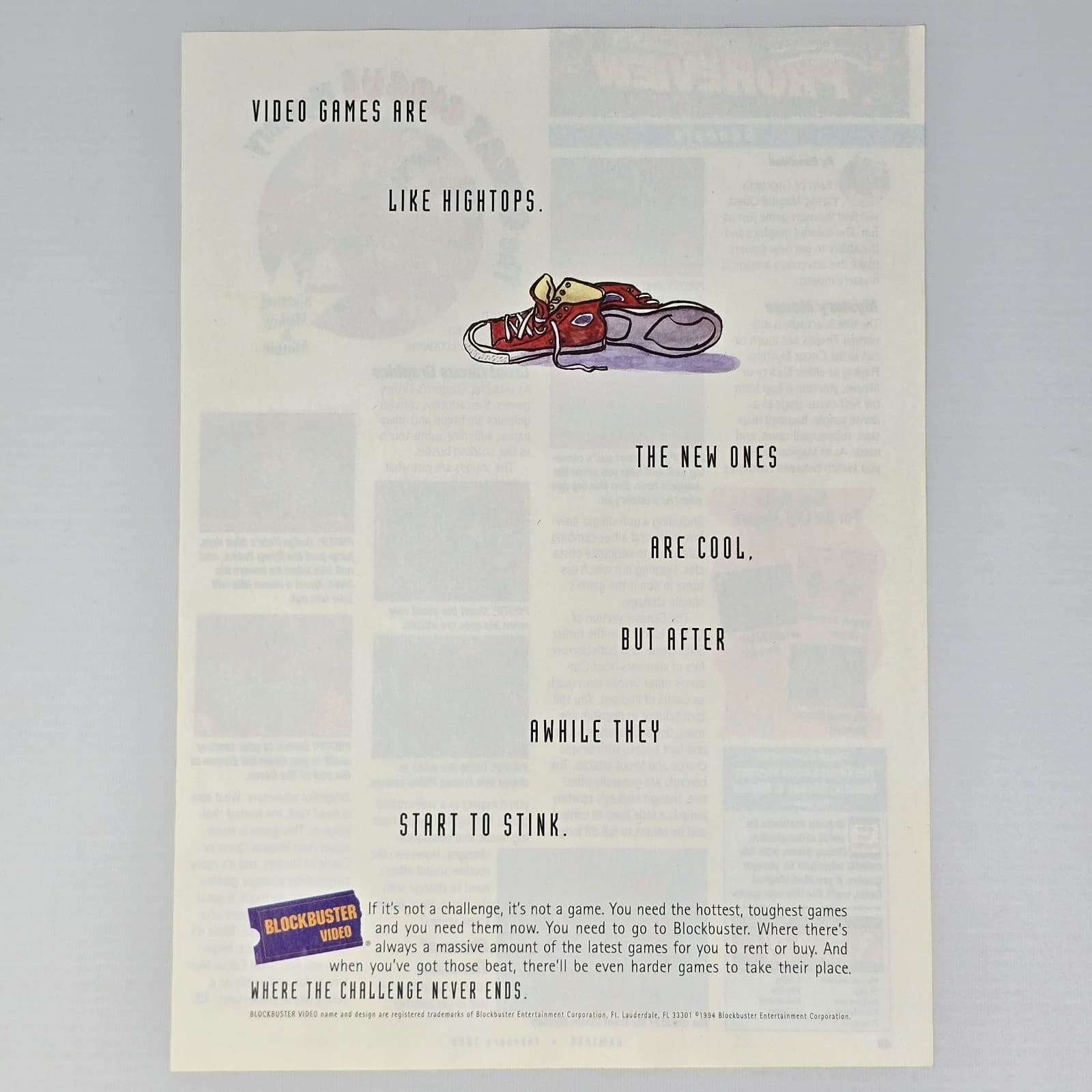 Blockbuster Video Like Hightops Print Ad/Poster