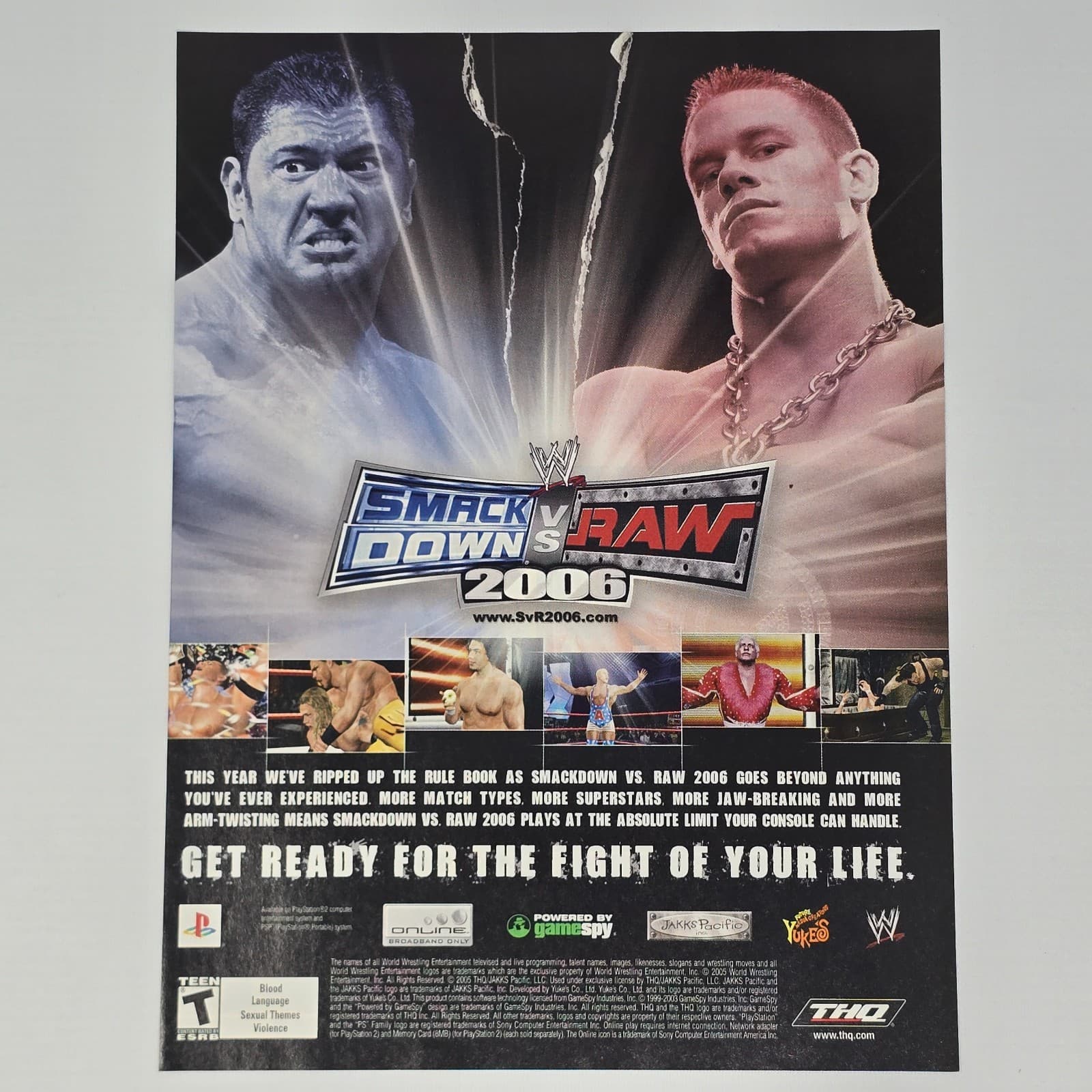 WWE Smackdown VS Raw 2006 PlayStation 2 PS2 Fight Print Ad/Poster