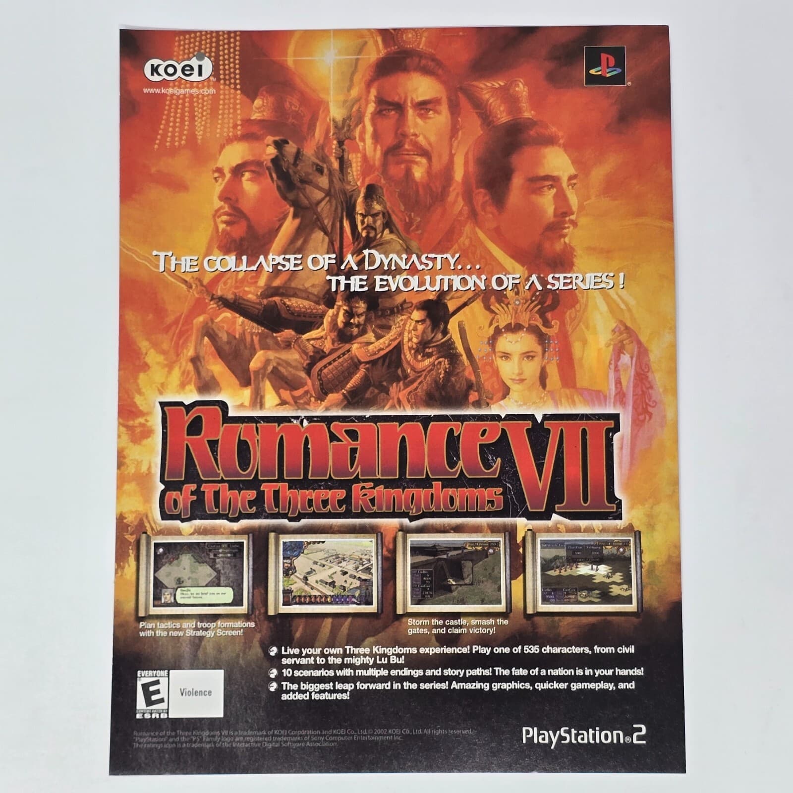 Romance of the Three Kingdoms VII 7 Sony PS2 Dynasty Print Ad/Poster Promo Art