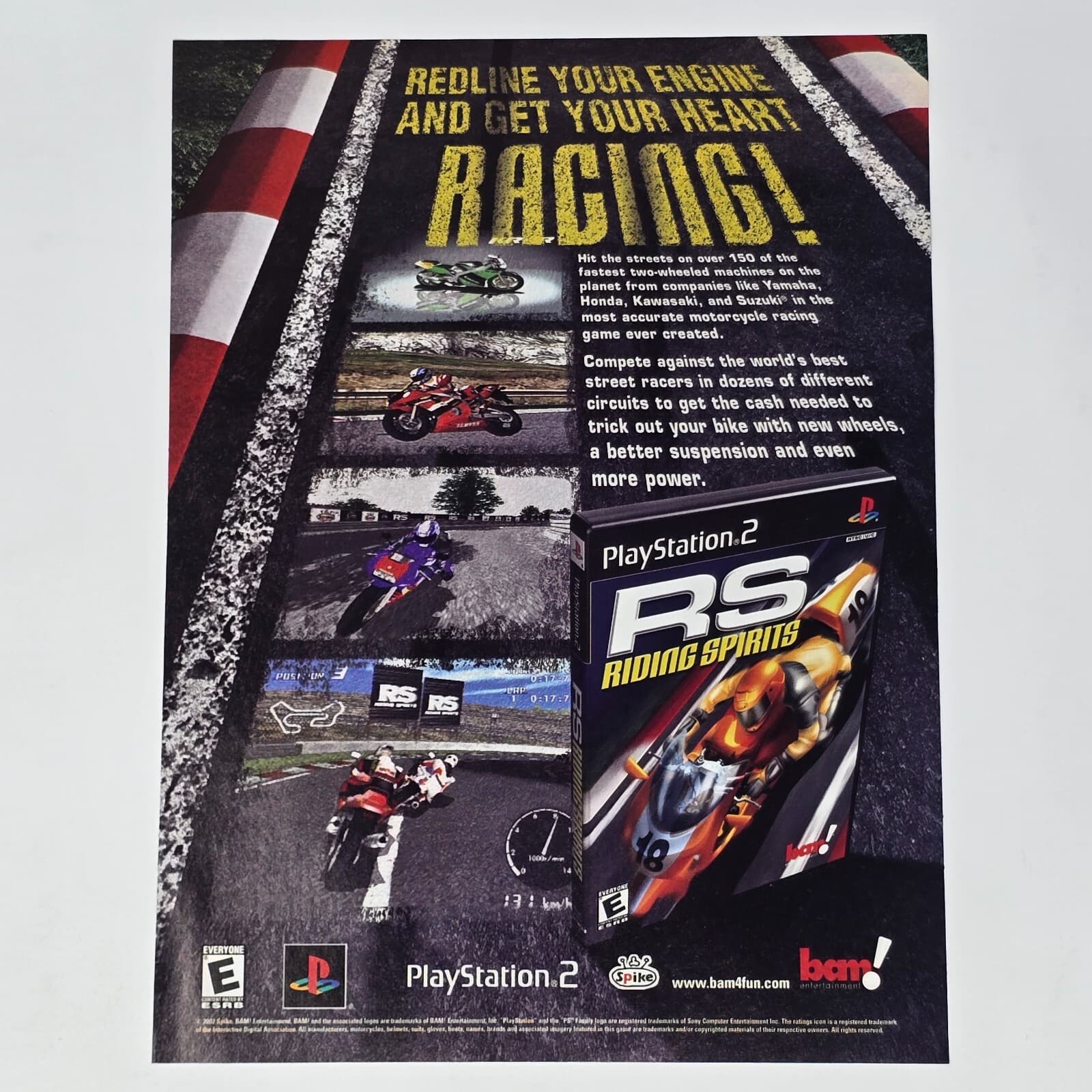 PS Riding Spirits Sony PlayStation 2 PS2 Redline Print Ad/Poster Promo Art