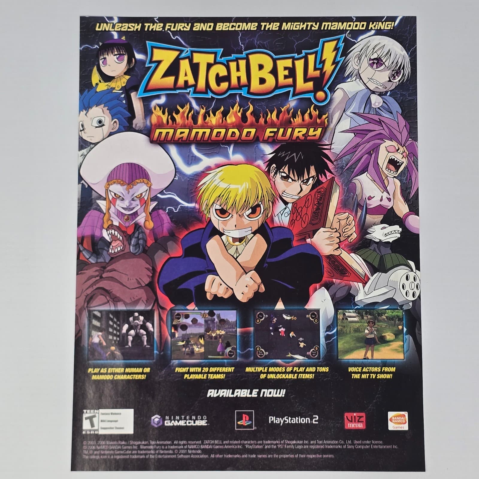 Zatch bell Mamodo Fury PlayStation 2 PS2 GameCube Unleash Print Ad/Poster