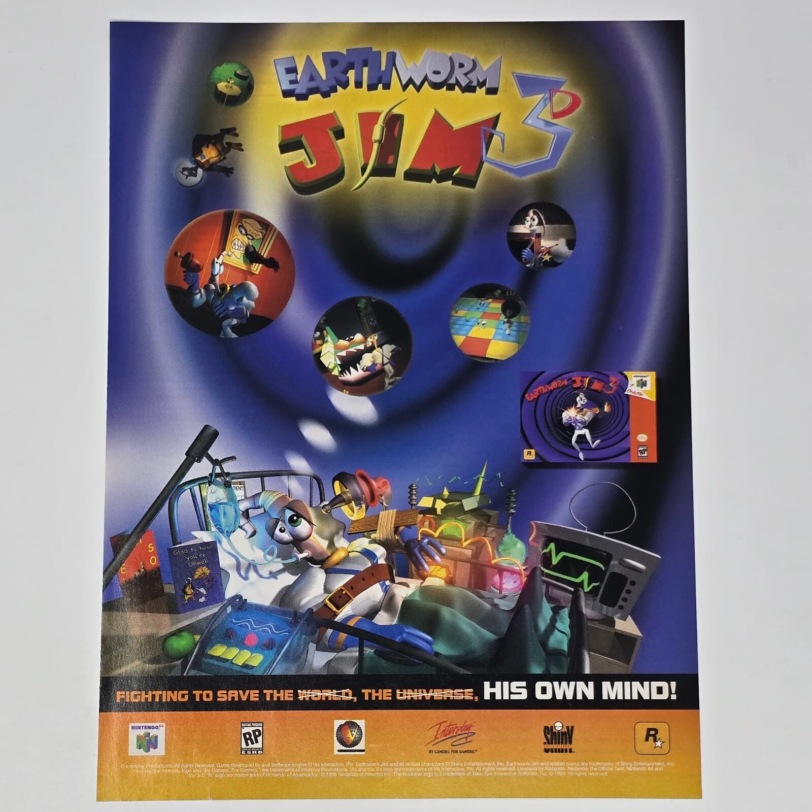 Earthworm Jim 3D Nintendo 64 N64 Fighting Print Ad/Poster Promo Art