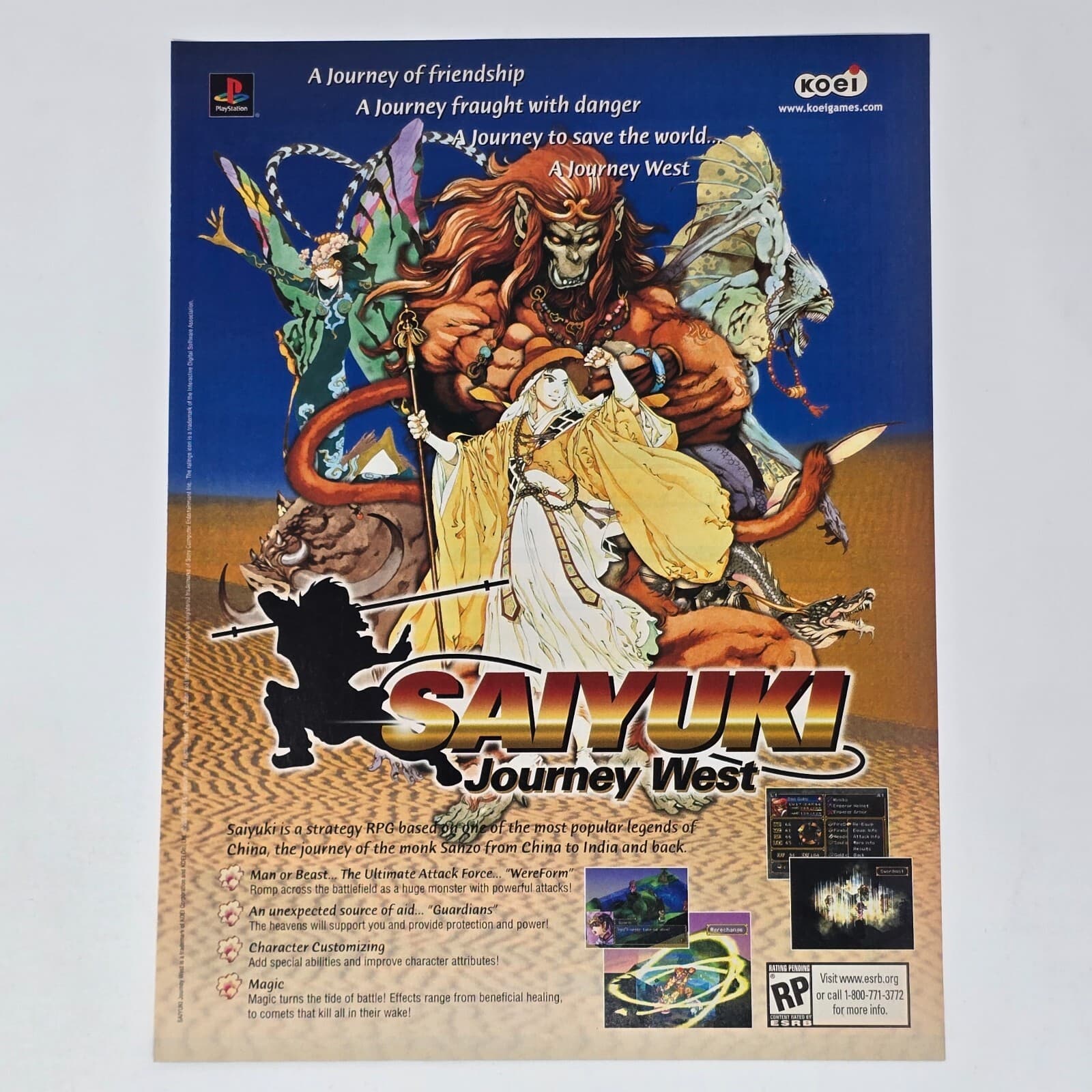Saiyuki Journey West Sony PlayStation 1 PS1 Friendship Print Ad/Poster Promo Art