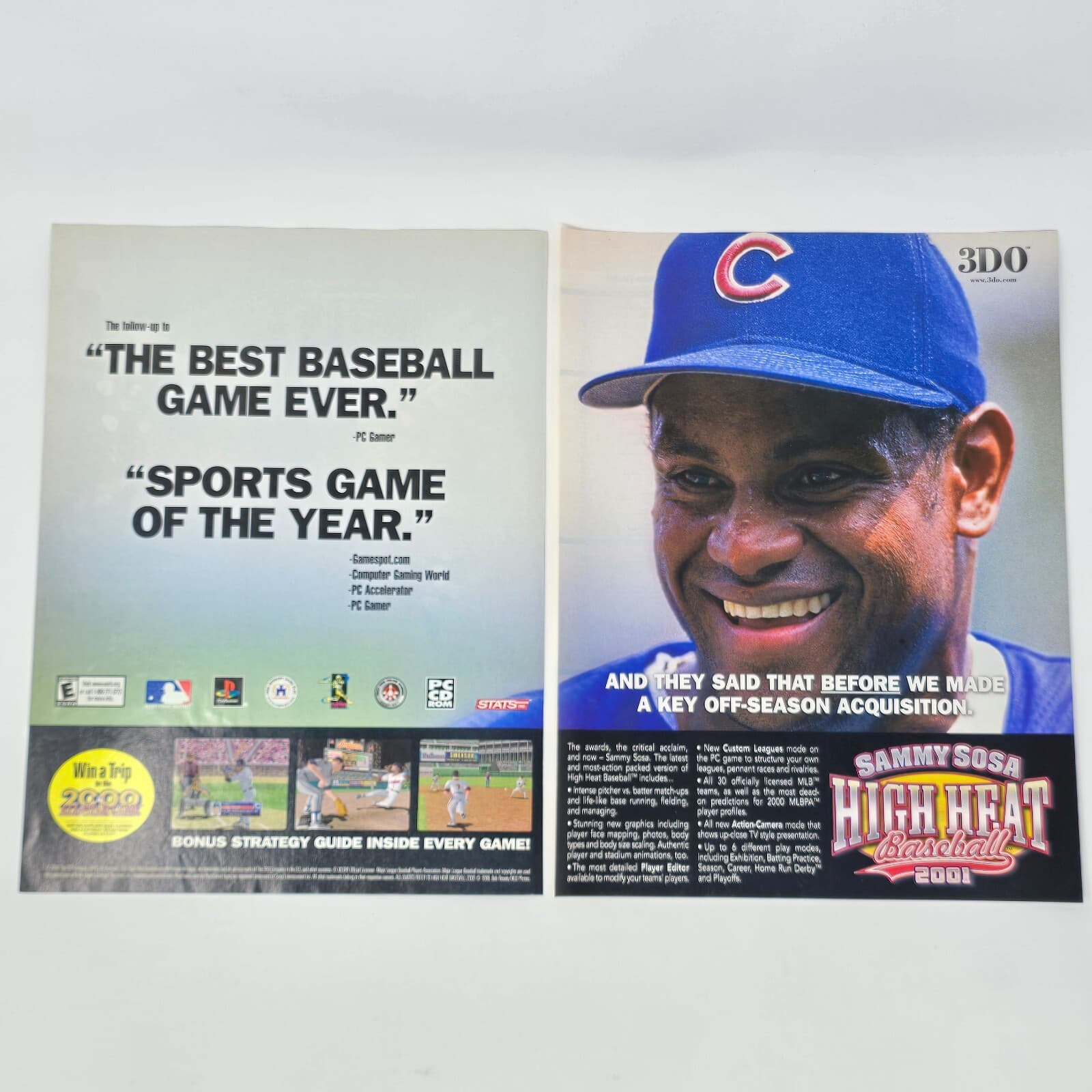Sammy Sosa High Heat Baseball 2001 PlayStation PS1 PC Print Ad/Poster Promo Art