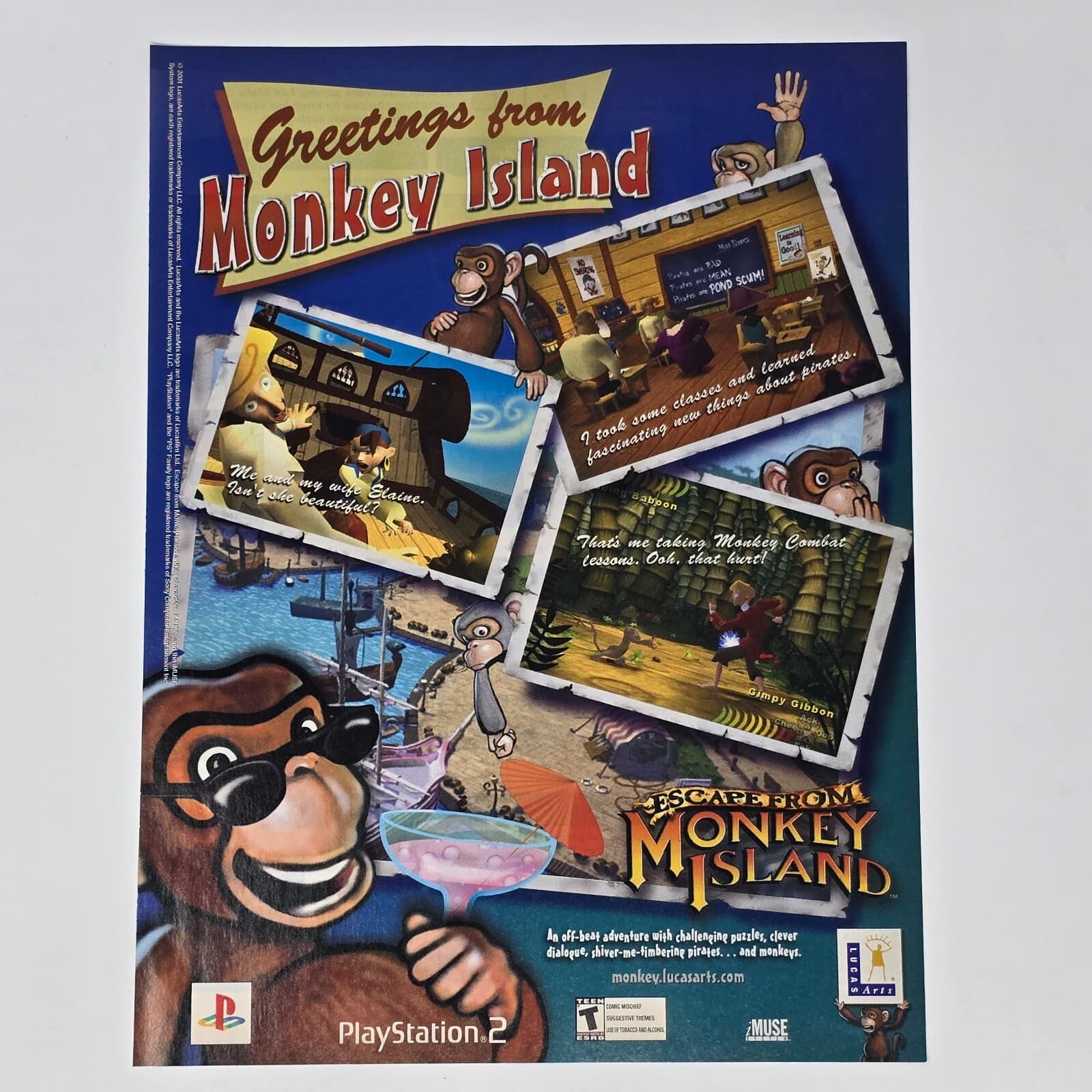 Escape from Monkey Island PlayStation 2 PS2 Off-Beat Print Ad/Poster Promo Art