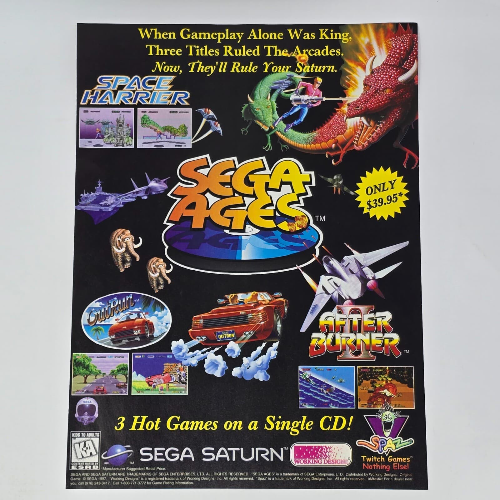 Sega Ages Saturn OutRun After Burner 2 Space Harrier Print Ad/Poster Promo Art
