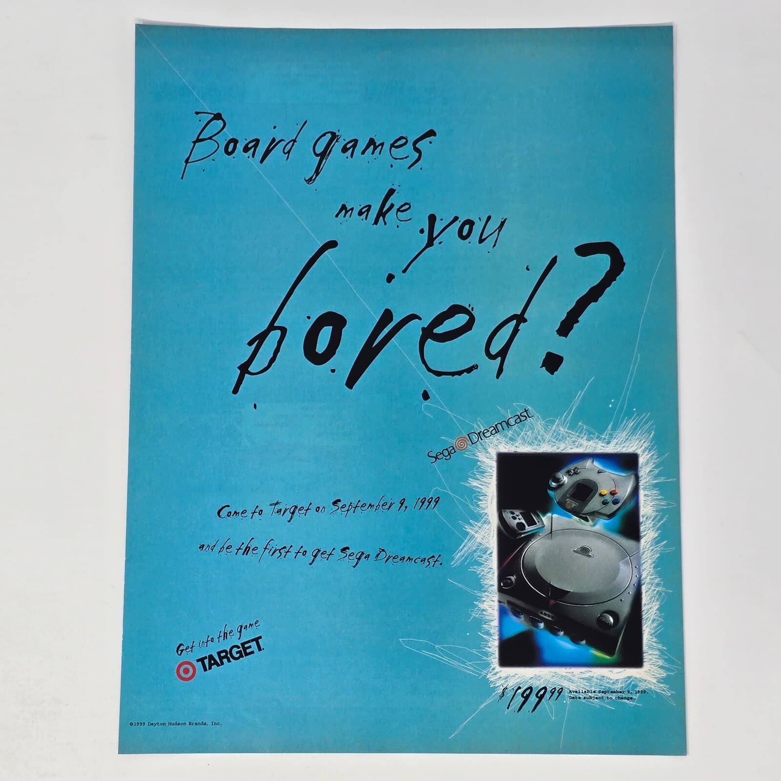 Sega Dreamcast Launch Target September 9 1999 Bored Print Ad/Poster Promo Art