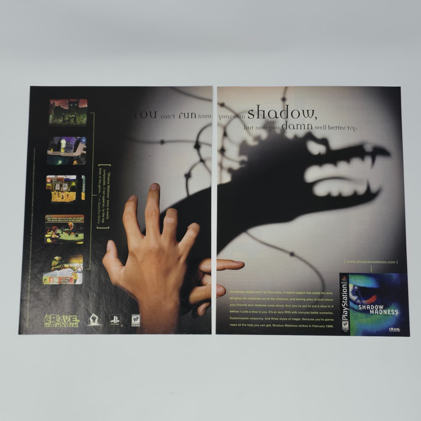 Shadow Madness Sony PlayStation 1 PS1 You Can't Run Print Ad/Poster Promo Art