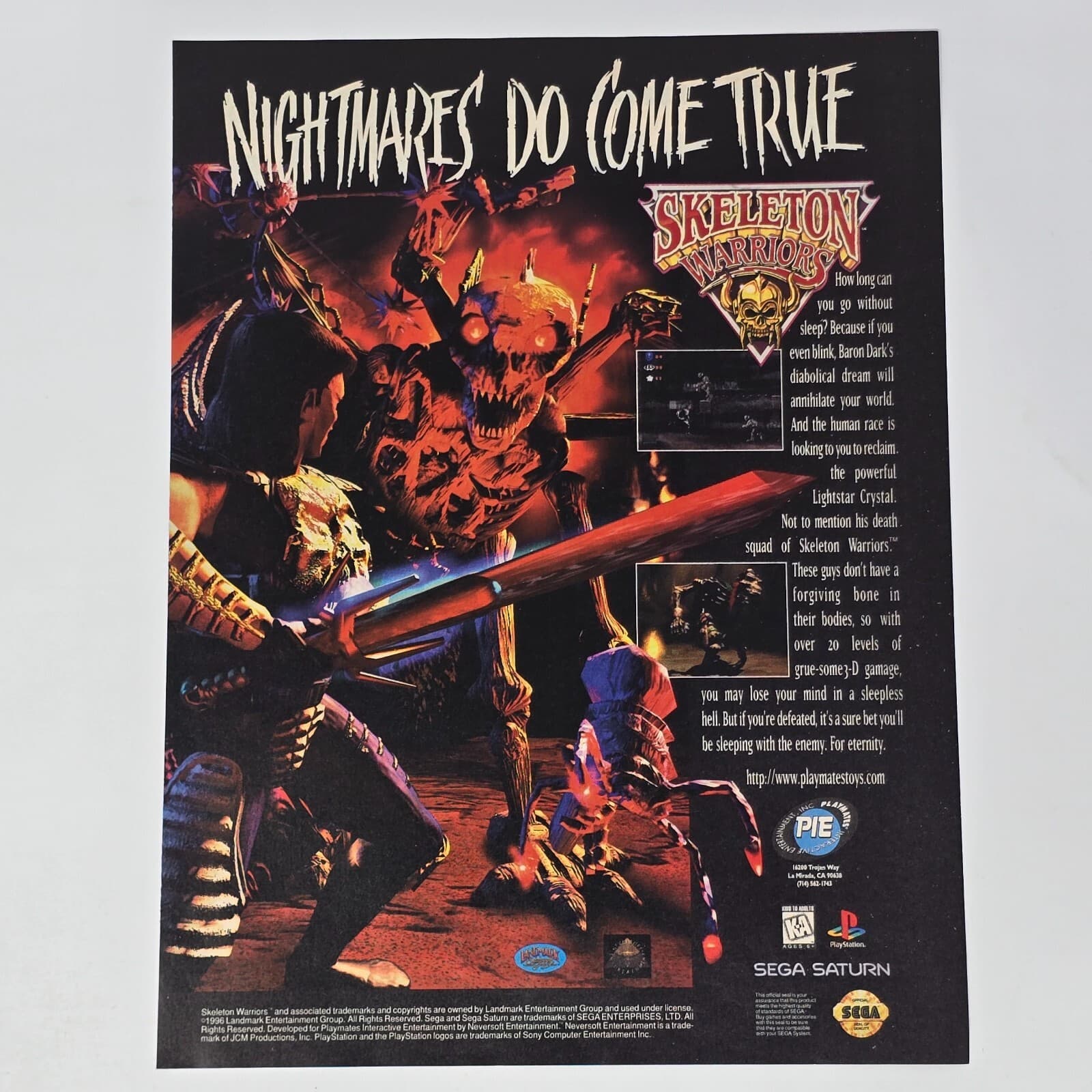 Skeleton Warriors Sony PlayStation 1 PS1 Sega Saturn Print Ad/Poster Promo Art