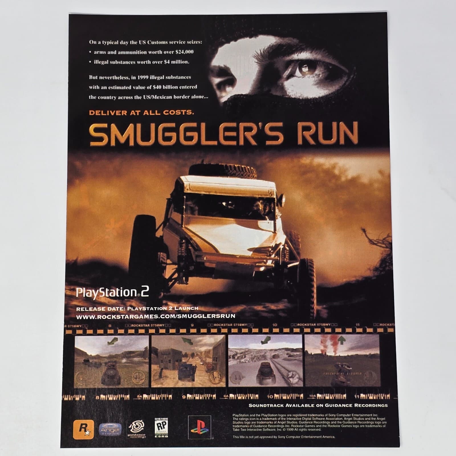 Smuggler's Run Sony PlayStation 2 PS2 US Customs Print Ad/Poster Promo Art