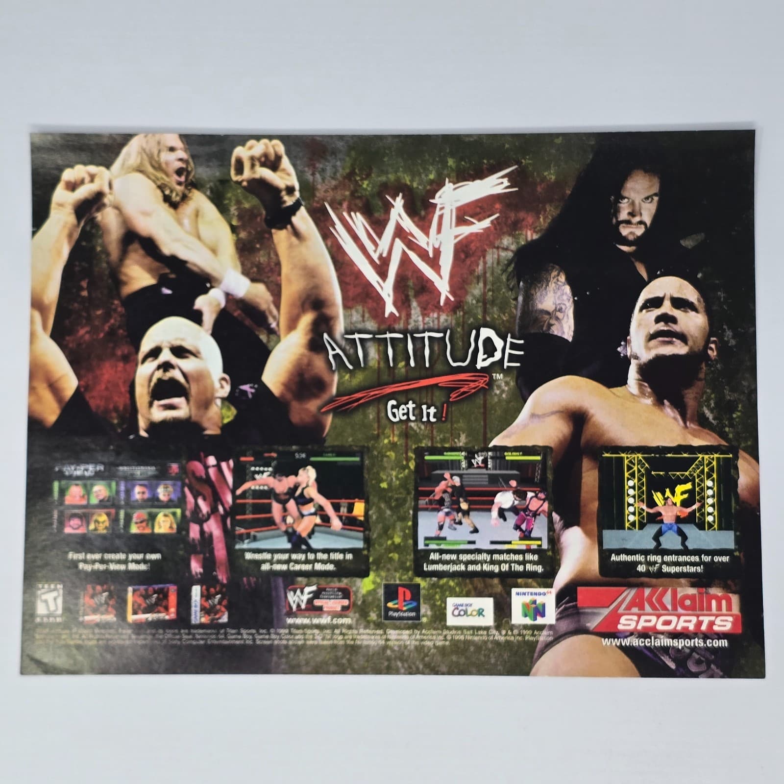 WWF Attitude PlayStation 1 PS1 Game Boy Color Nintendo 64 N64 it Print Ad/Poster