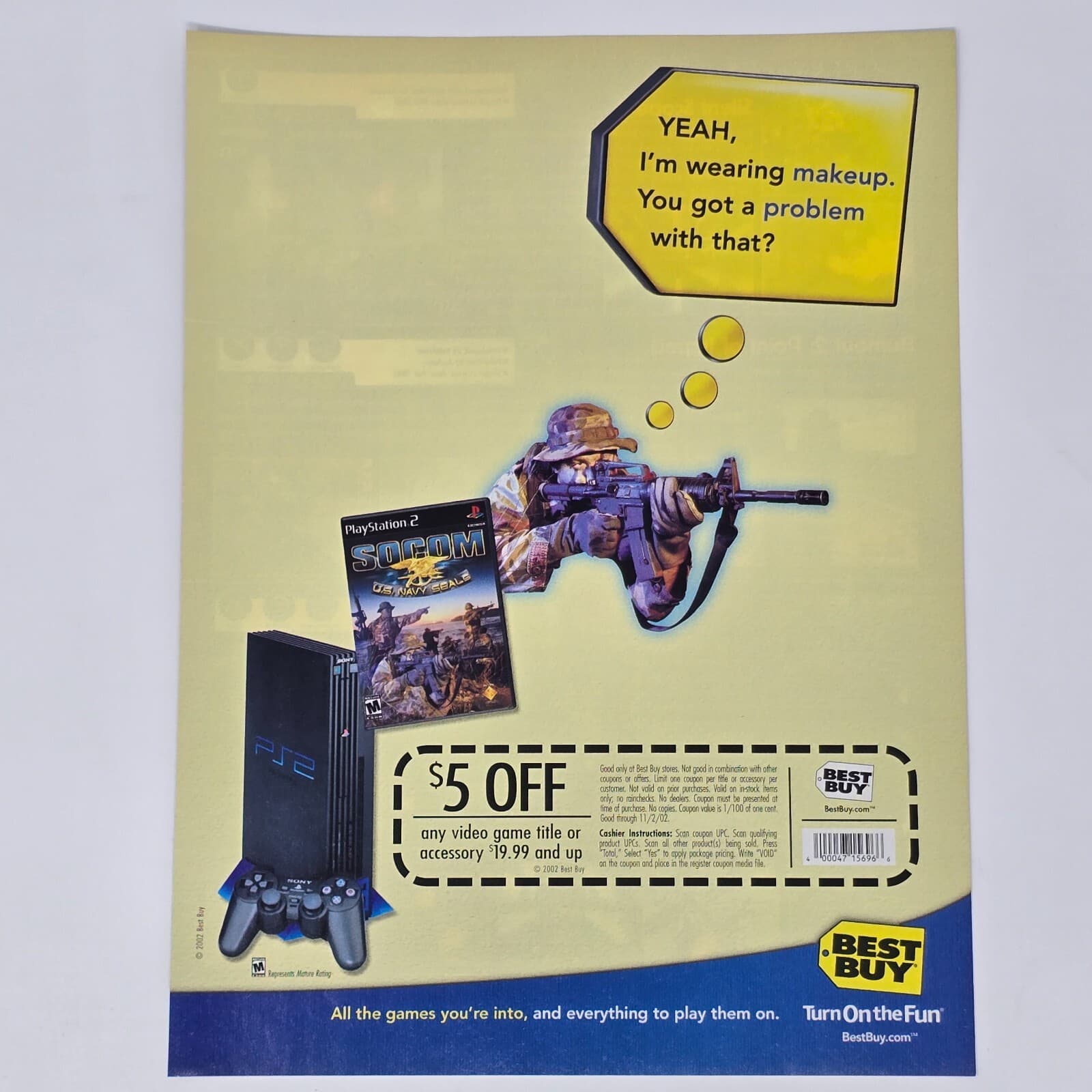 SOCOM US Navy Seals PlayStation 2 PS2 Best Buy Makeup Print Ad/Poster Promo Art