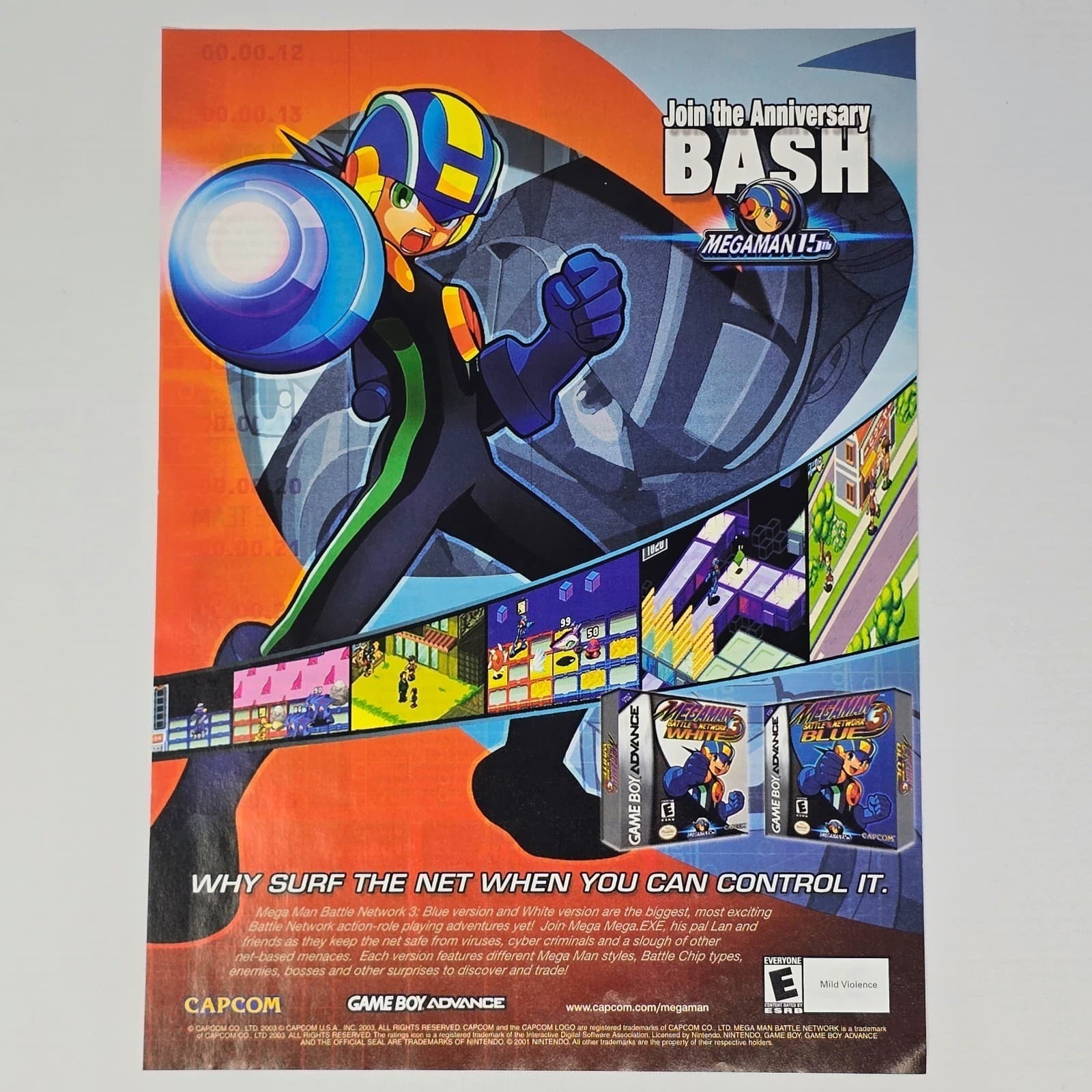 Mega Man 15TH Anniversary Bash Game Boy Advance Authentic Magazine Ad