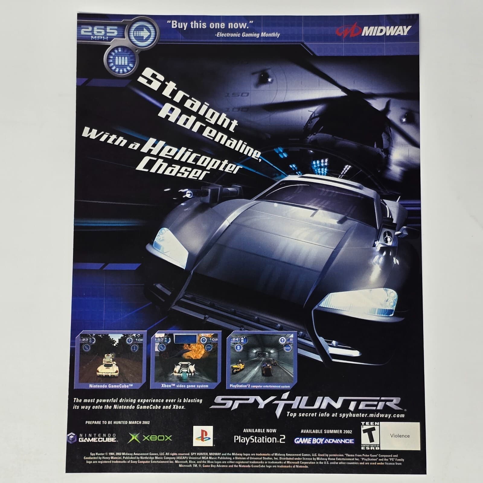 Spy Hunter GameCube Xbox PS2 GameBoy Advance Chaser Print Ad/Poster Promo Art