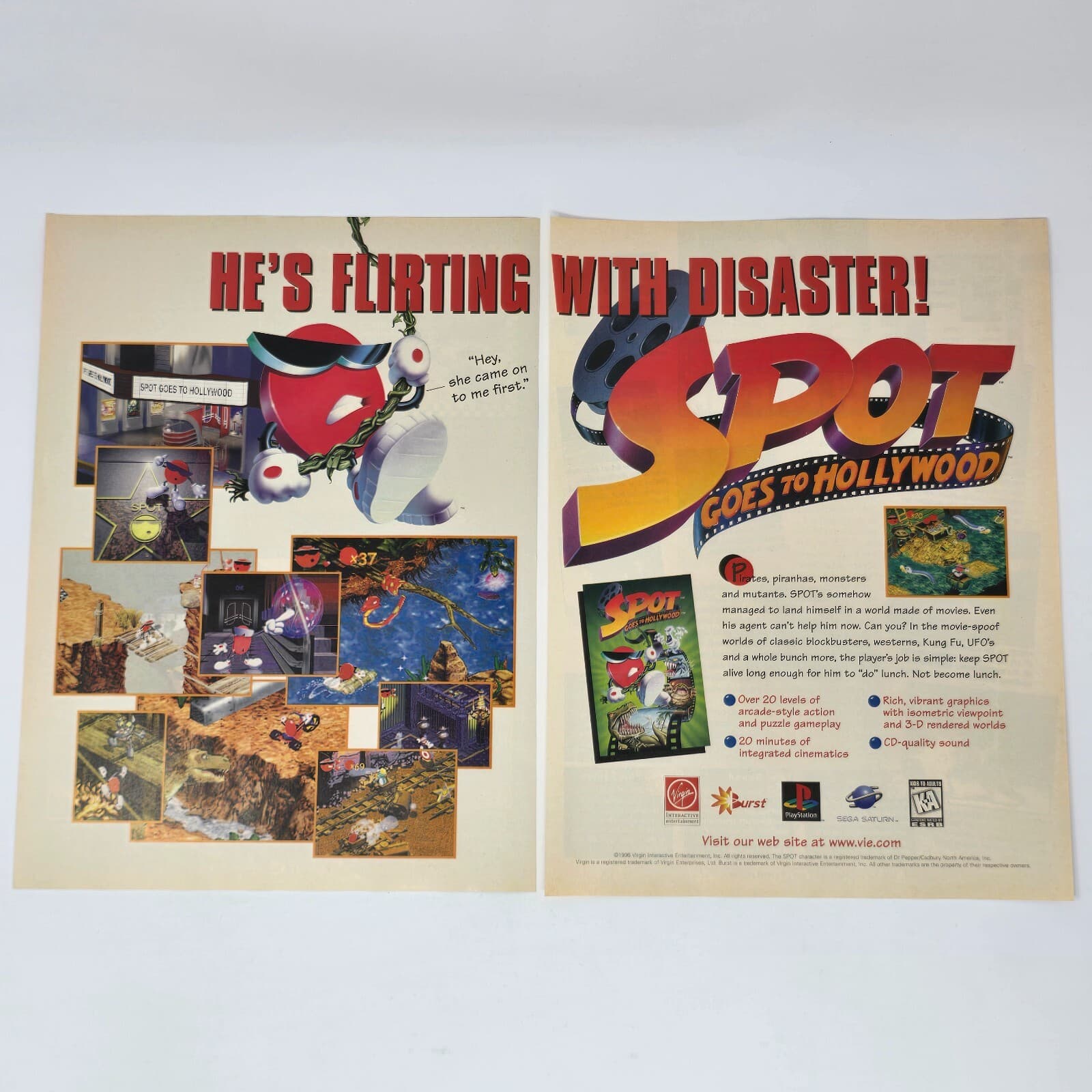Spot Goes to Hollywood Sony PS1 Sega Saturn Flirting Print Ad/Poster Promo Art