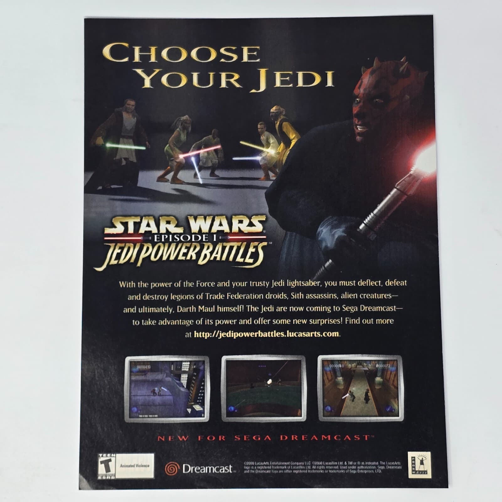 Star Wars Episode I Jedi Power Battles Sega Dreamcast Print Ad/Poster Promo Art