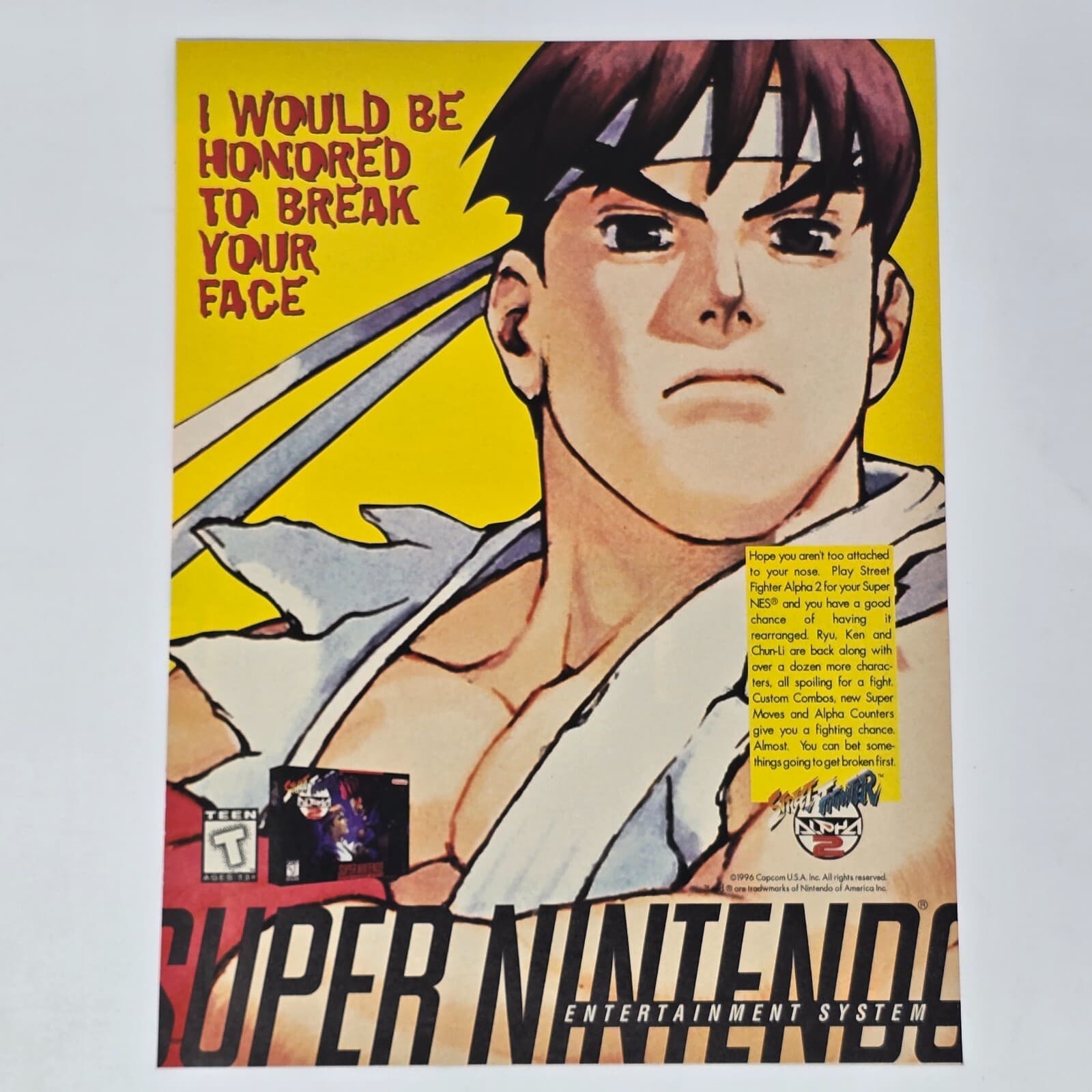 Street Fighter Alpha 2 Nintendo 64 N64 Honored Print Ad/Poster Promo Art